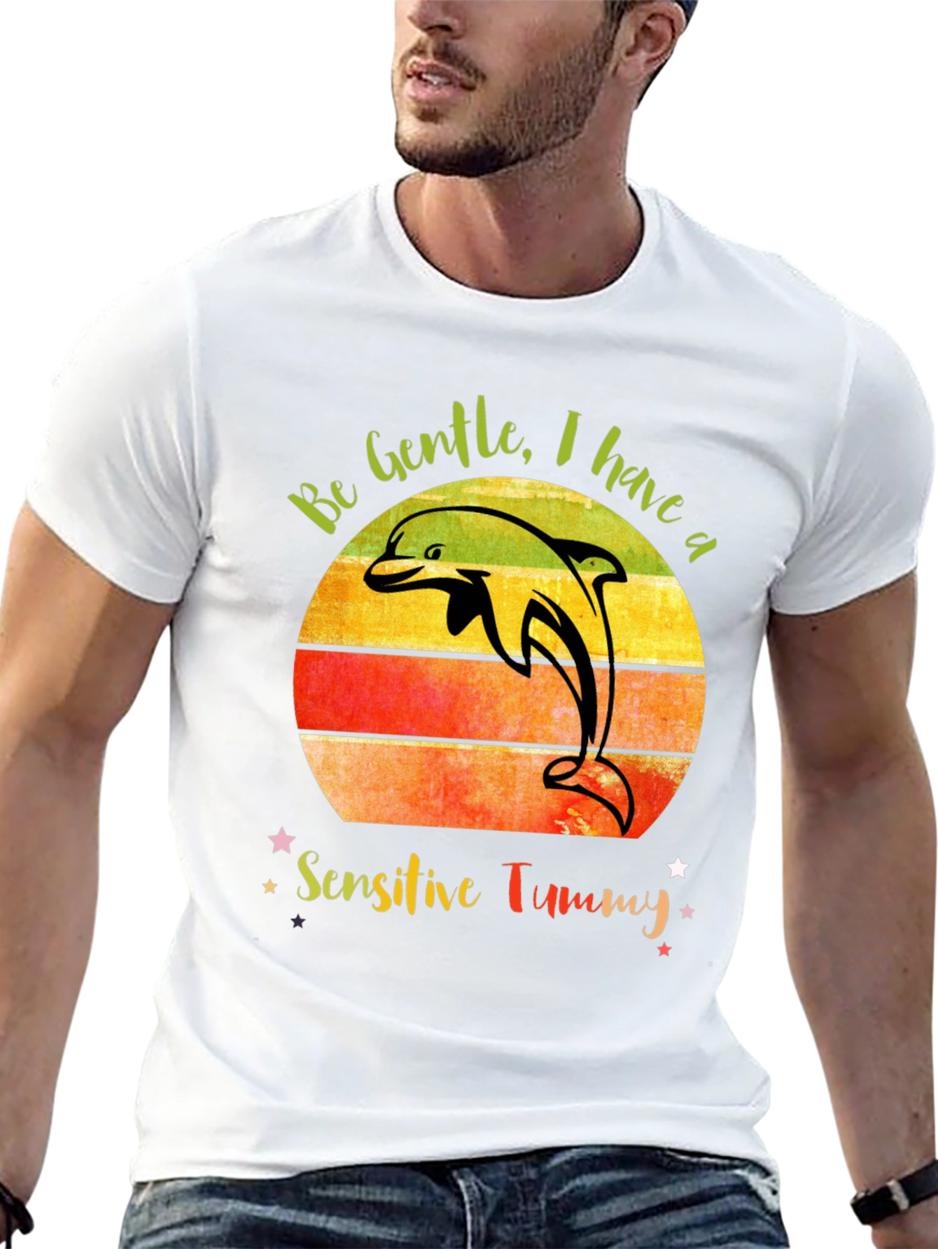Sensitive Tummy Dolphin Graphic T-Shirt