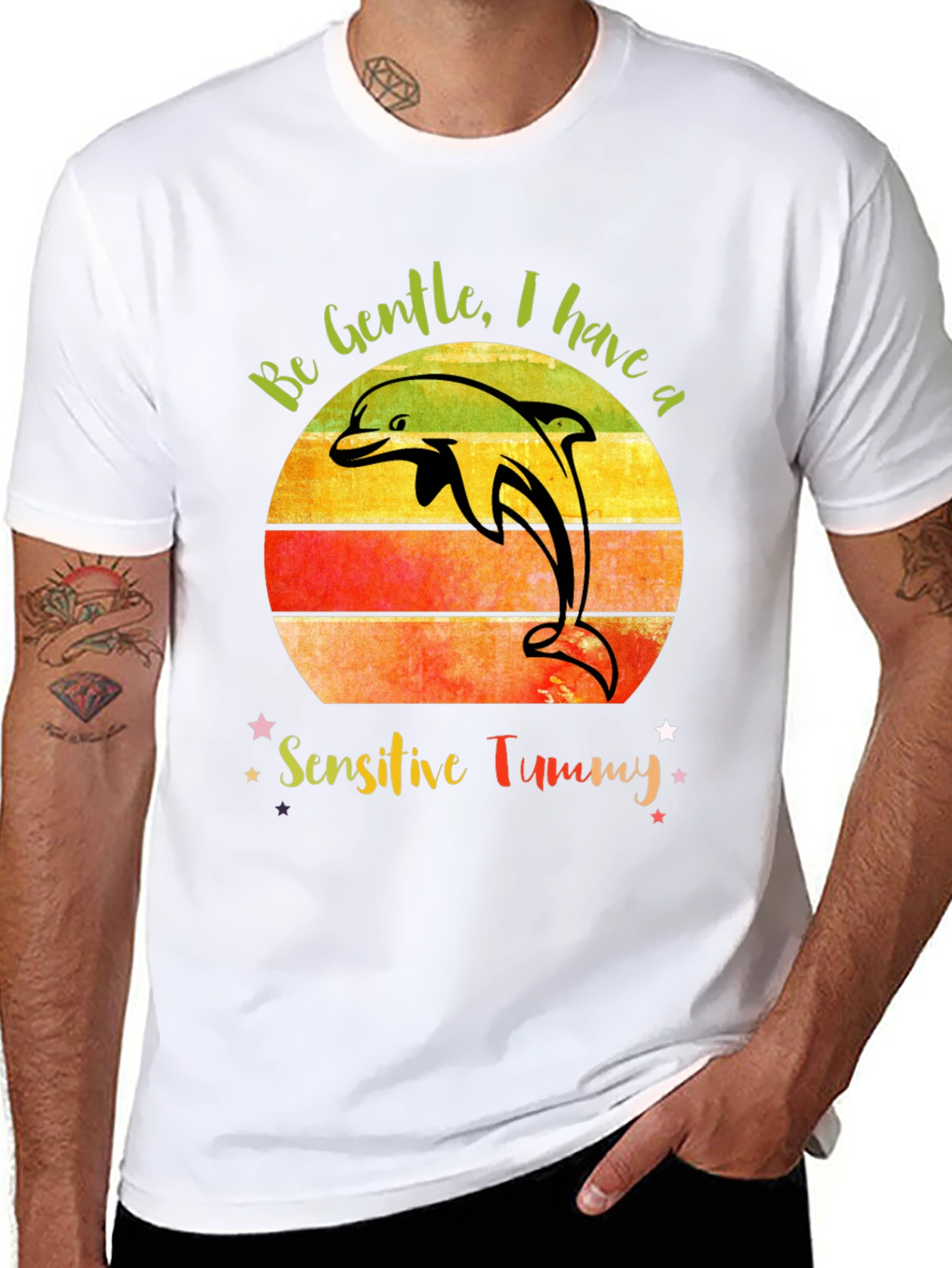 Sensitive Tummy Dolphin Graphic T-Shirt