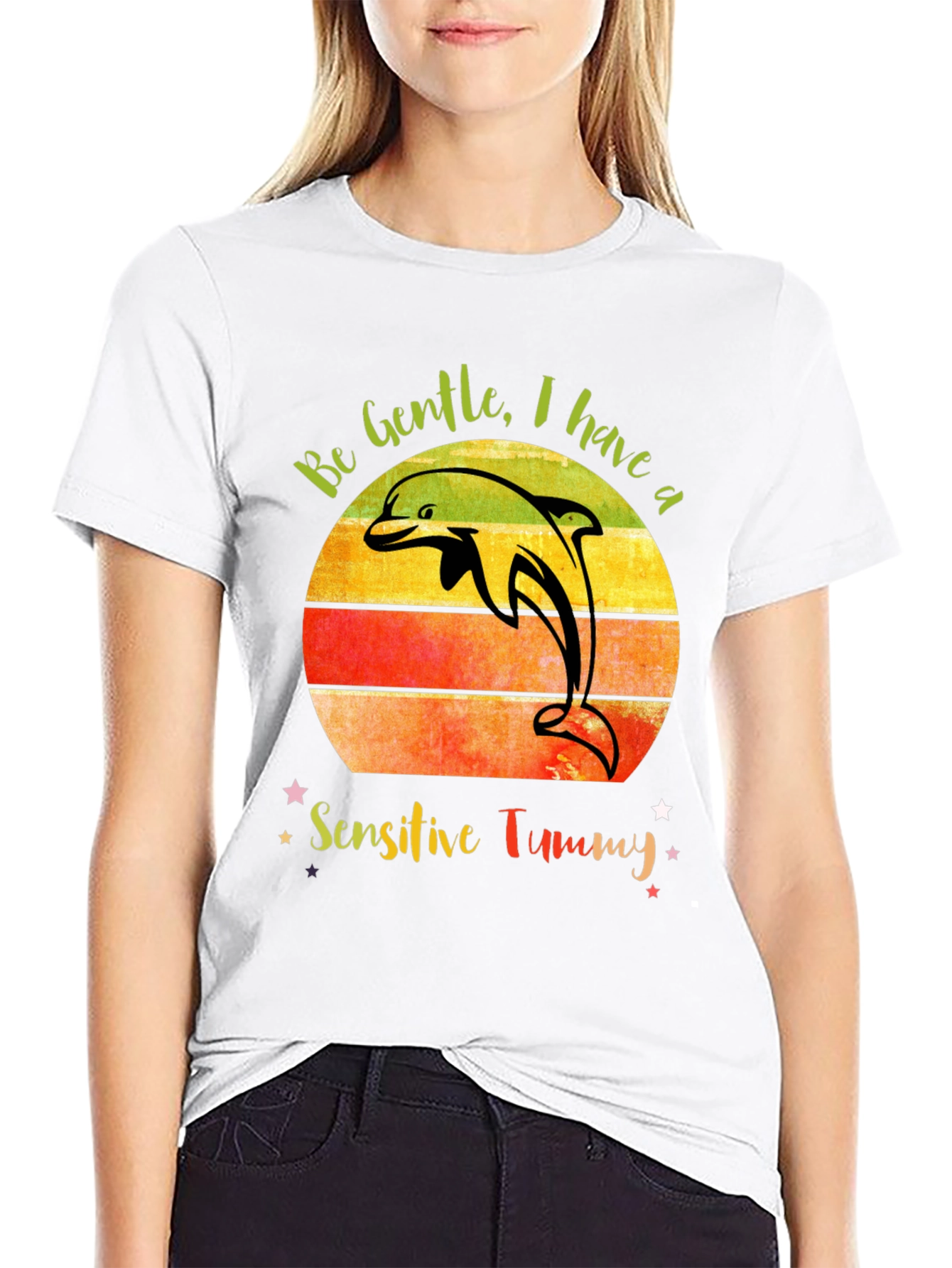 Sensitive Tummy Dolphin Graphic T-Shirt