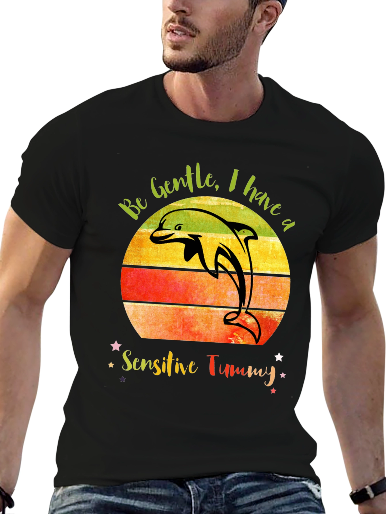 Sensitive Tummy Dolphin Graphic T-Shirt