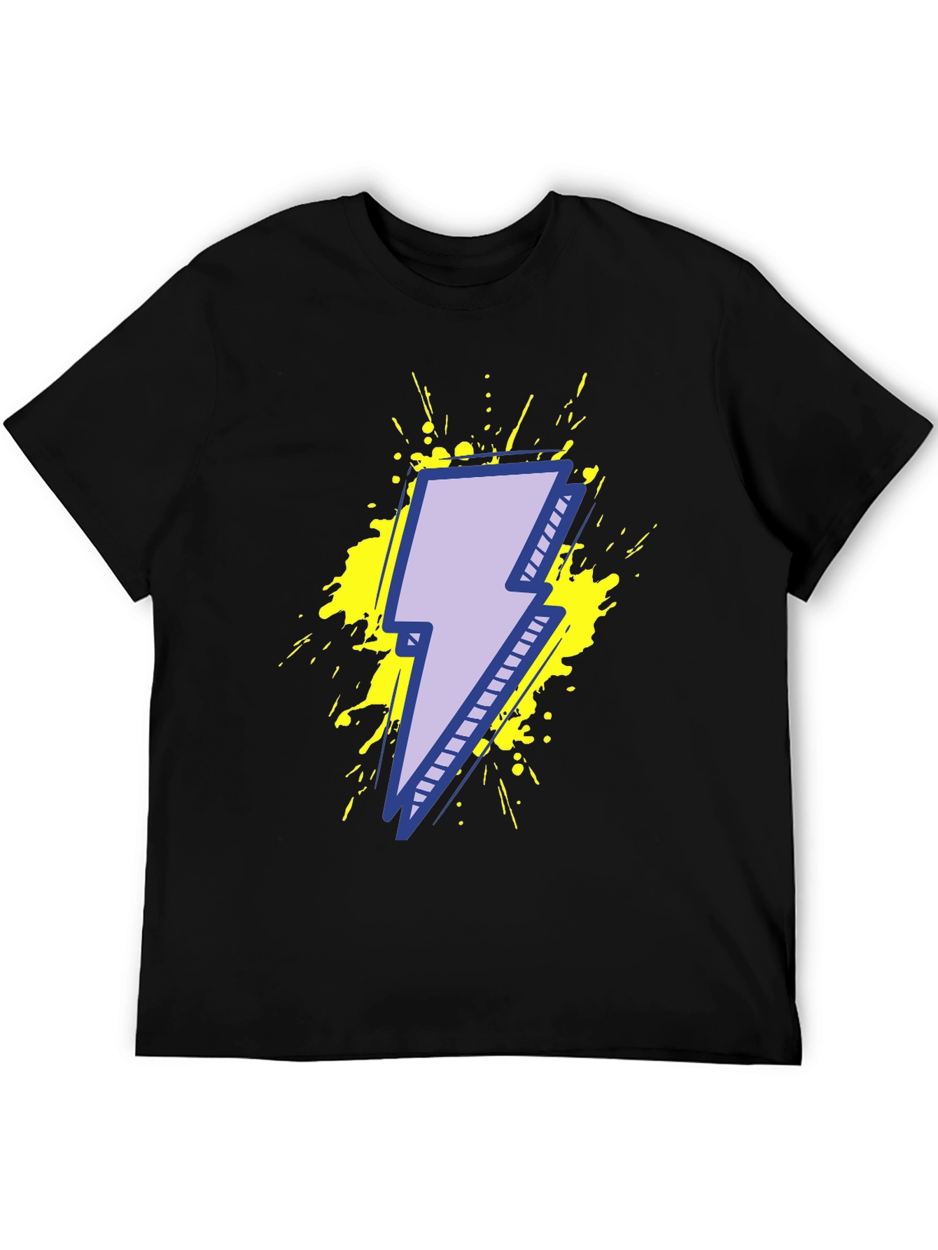 Lightning Bolt Graphic Tee - Black Cotton T-Shirt