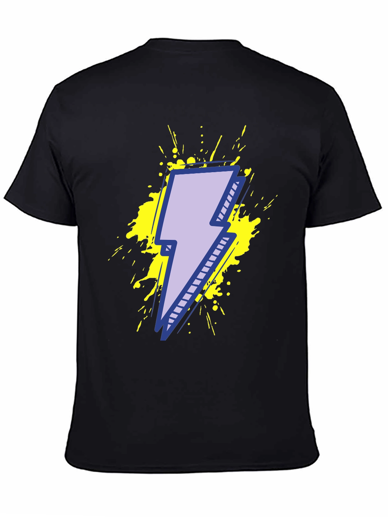 Lightning Bolt Graphic Tee - Black Cotton T-Shirt
