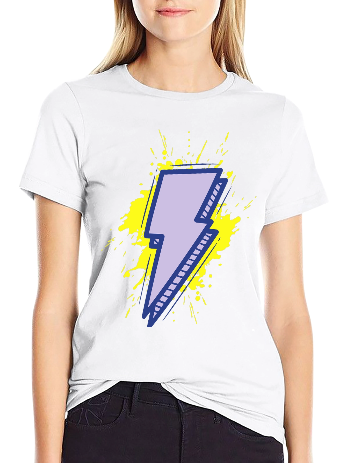 Lightning Bolt Graphic Tee - Black Cotton T-Shirt