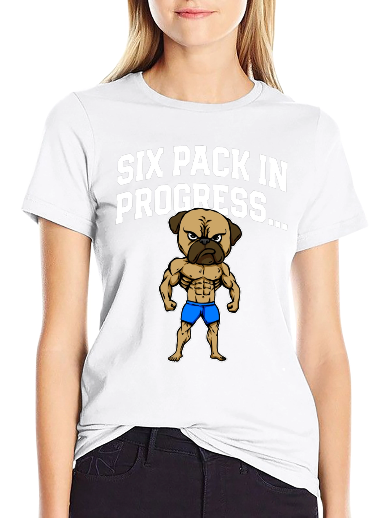 Six Pack Pug T-Shirt - Funny Workout Shirt