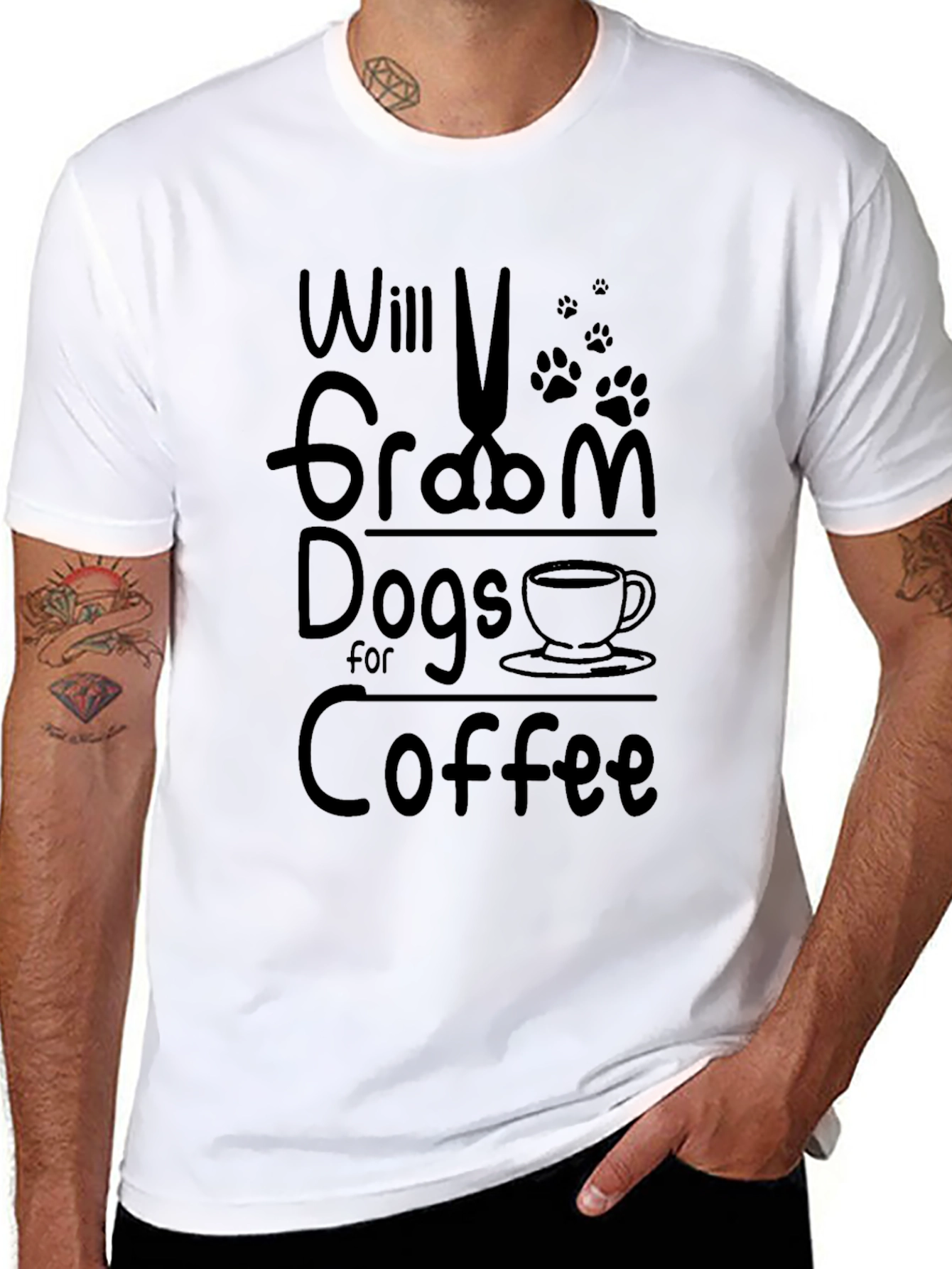 Will Groom Dogs for Coffee Black Graphic Tee