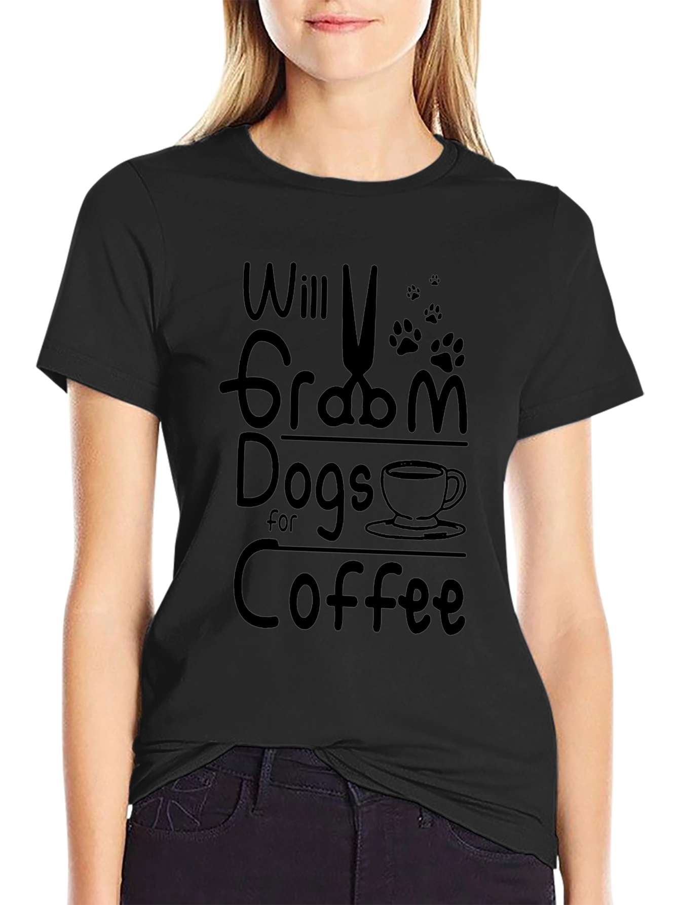 Will Groom Dogs for Coffee Black Graphic Tee