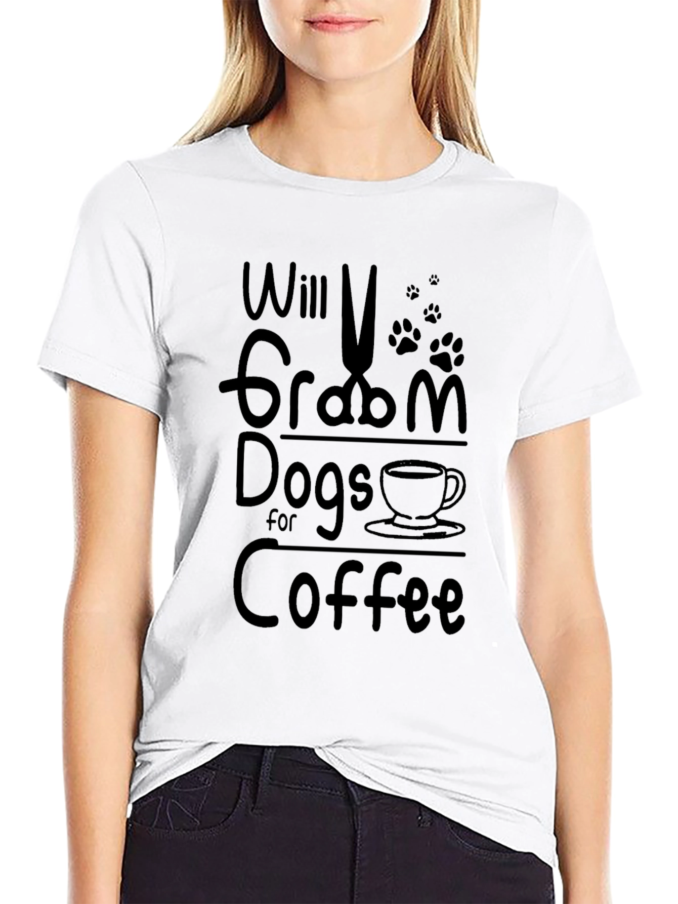 Will Groom Dogs for Coffee Black Graphic Tee
