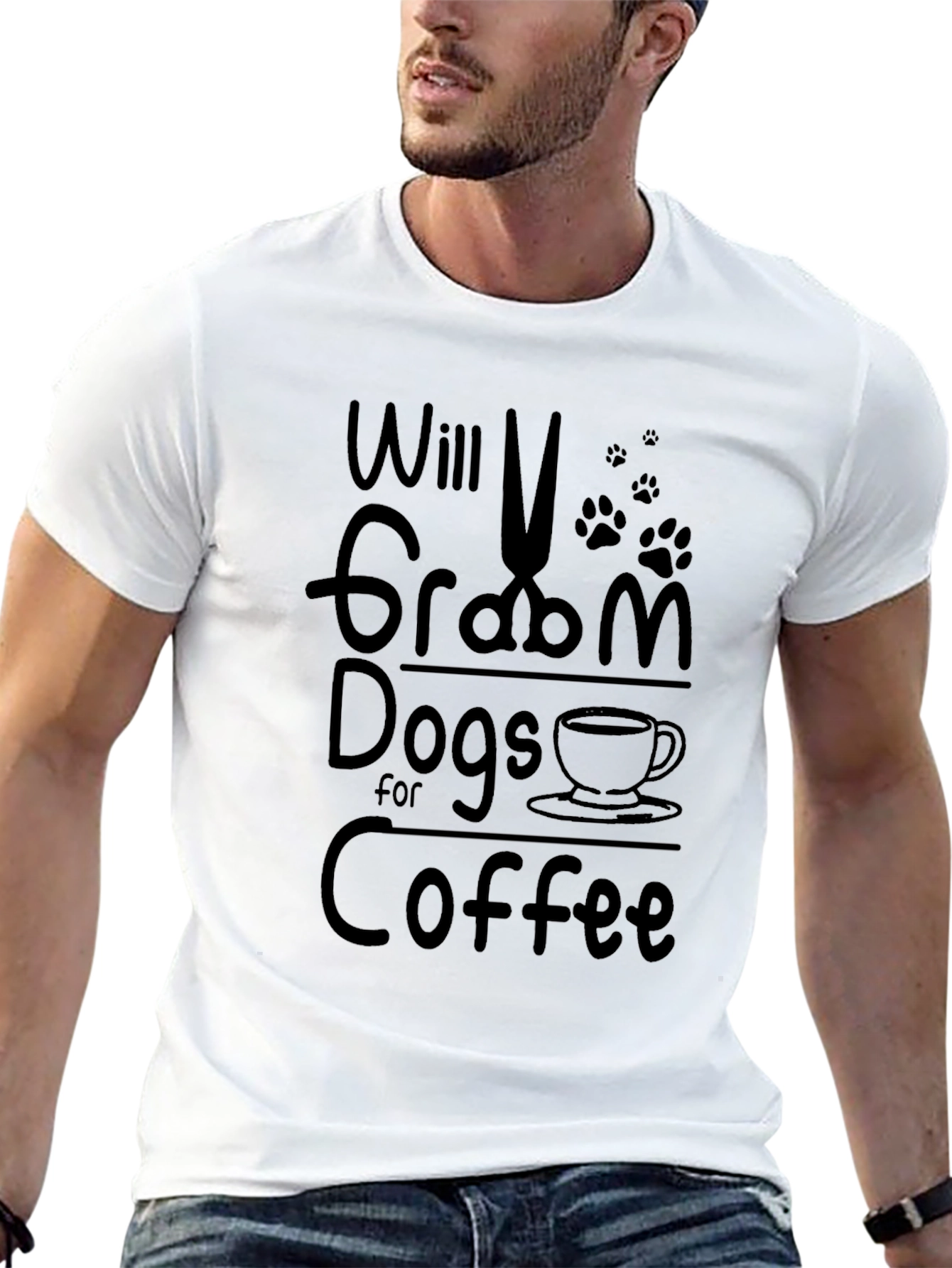 Will Groom Dogs for Coffee Black Graphic Tee