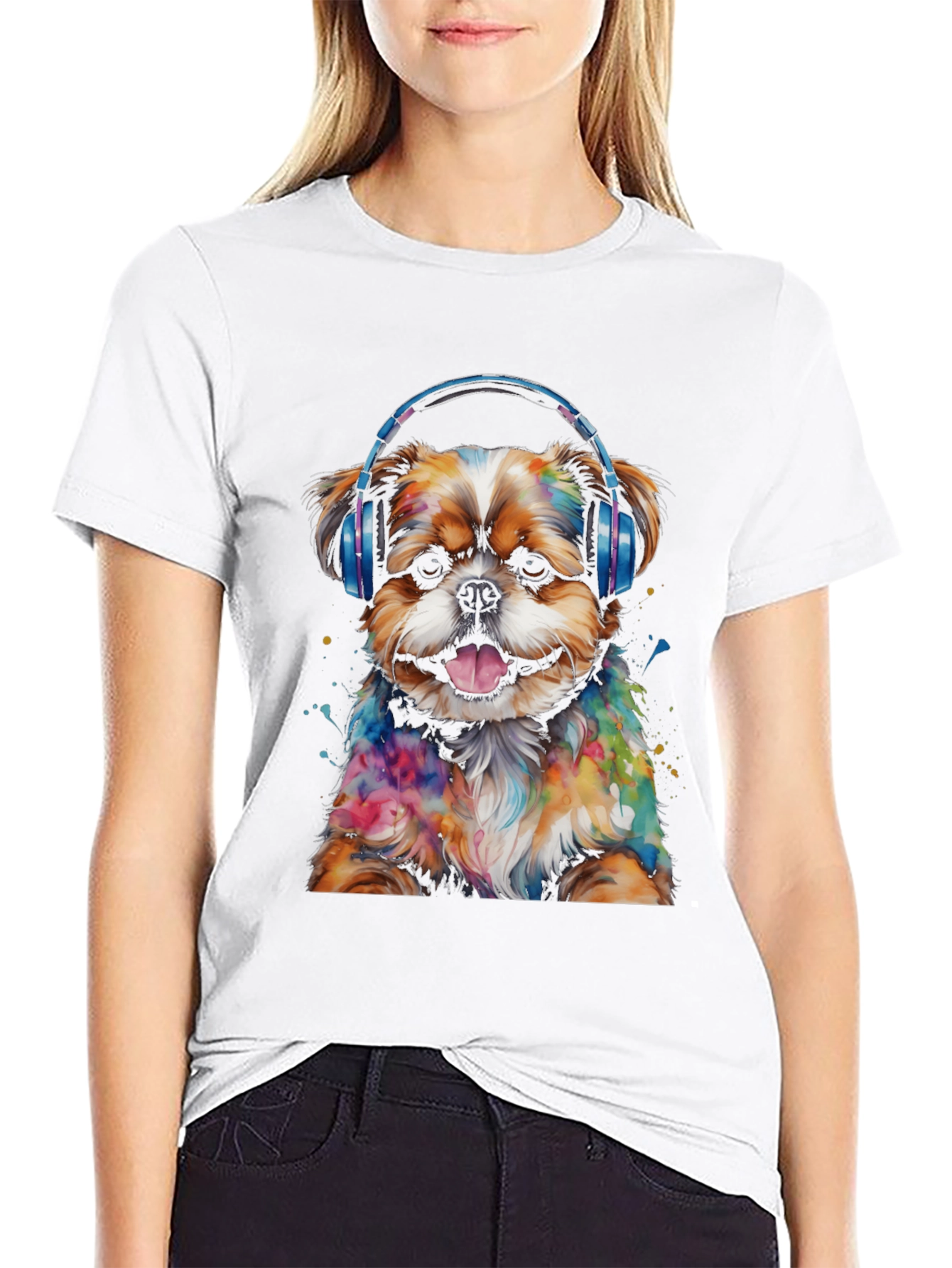 Dog with Headphones Graphic Tee