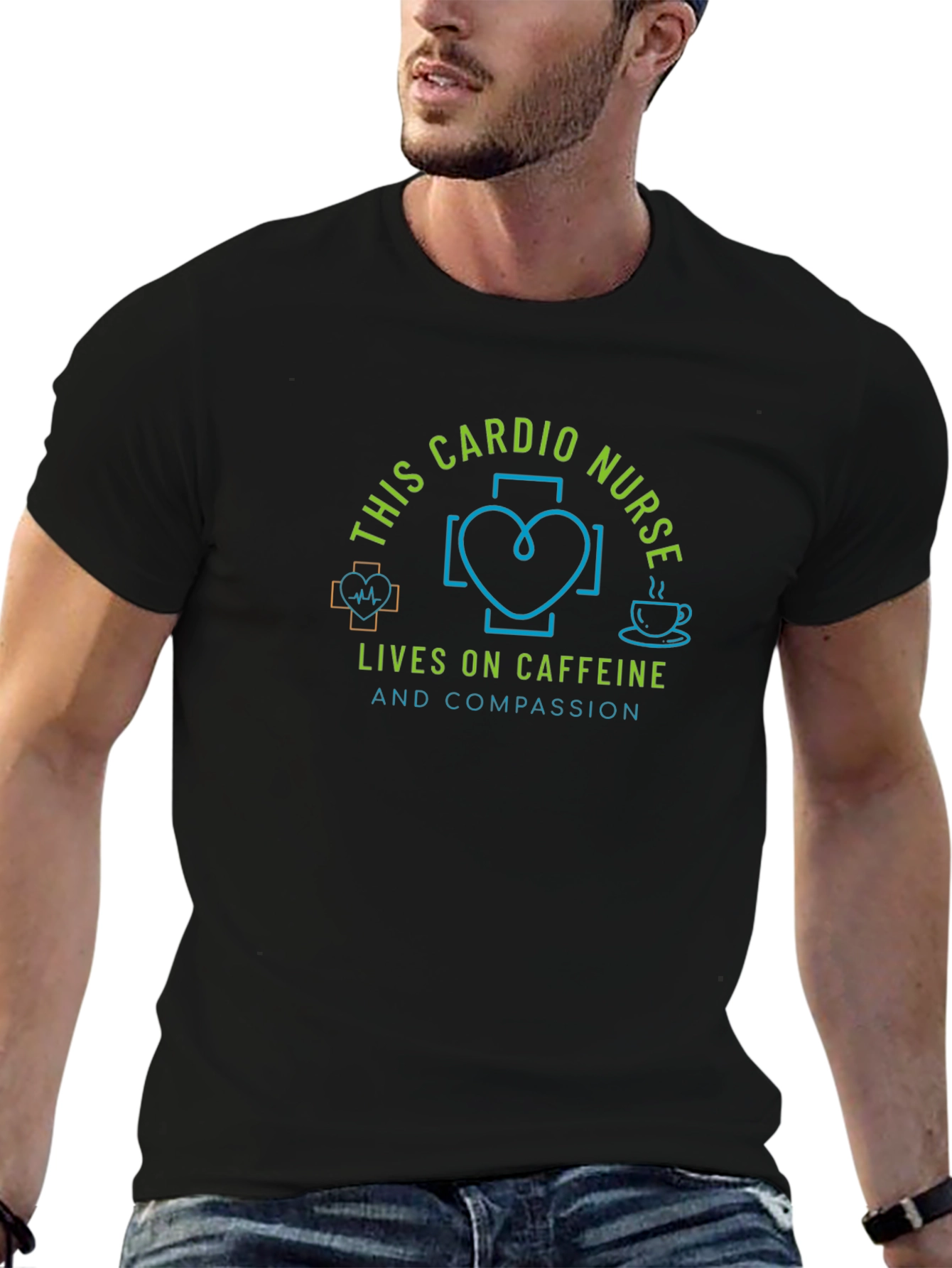 Cardio Nurse Caffeine & Compassion Black T-Shirt