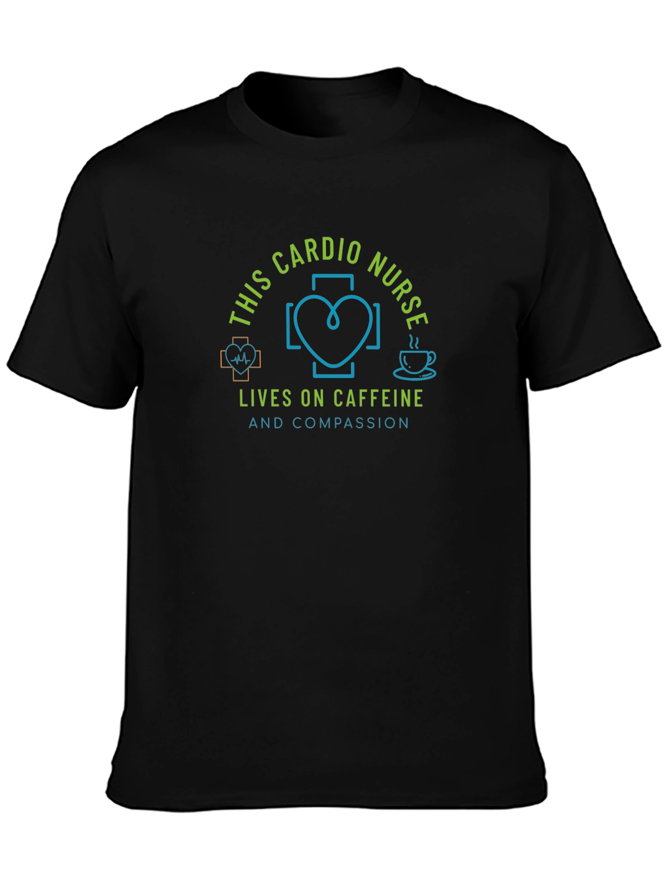 Cardio Nurse Caffeine & Compassion Black T-Shirt