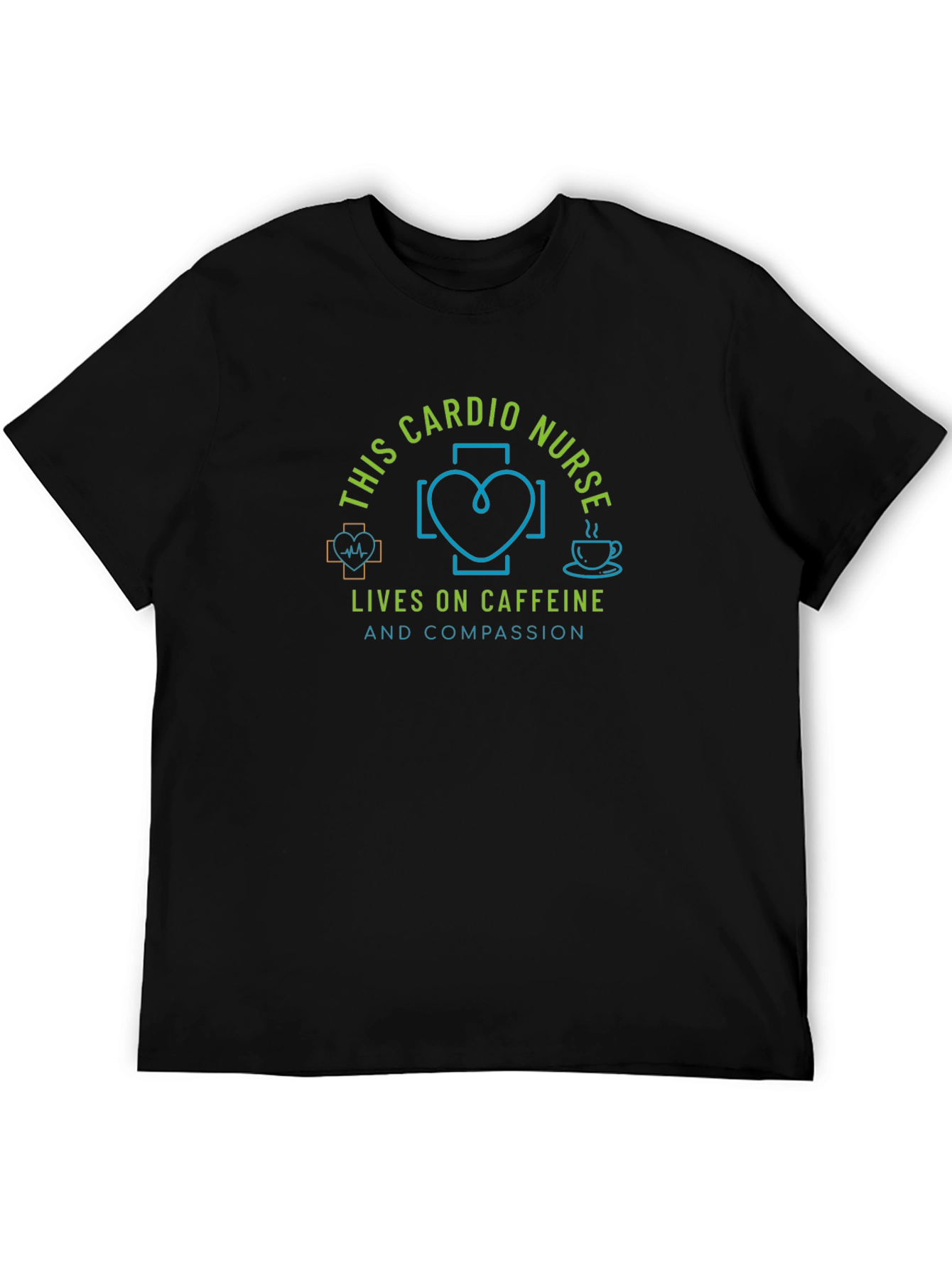 Cardio Nurse Caffeine & Compassion Black T-Shirt