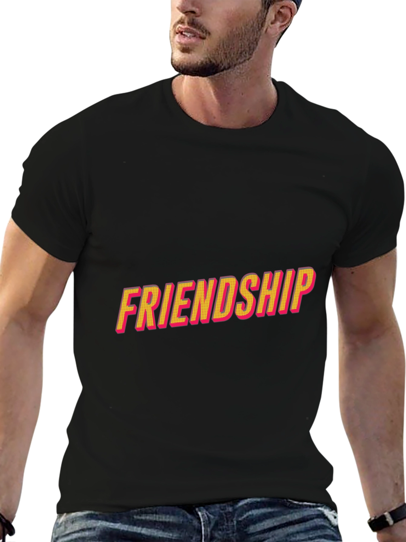 Friendship Graphic Tee - Stylish Black T-Shirt