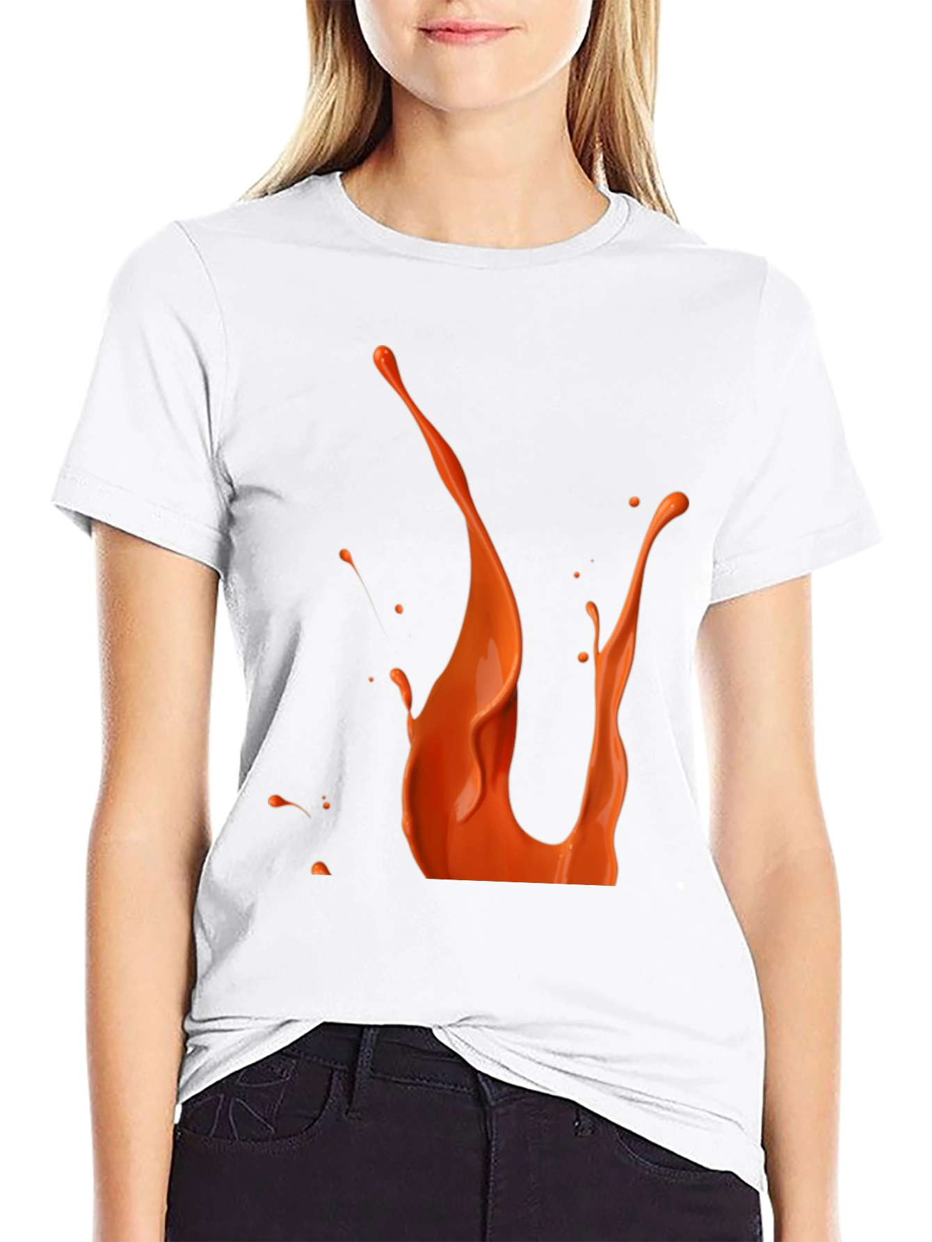 Orange Splash Graphic Black Tee