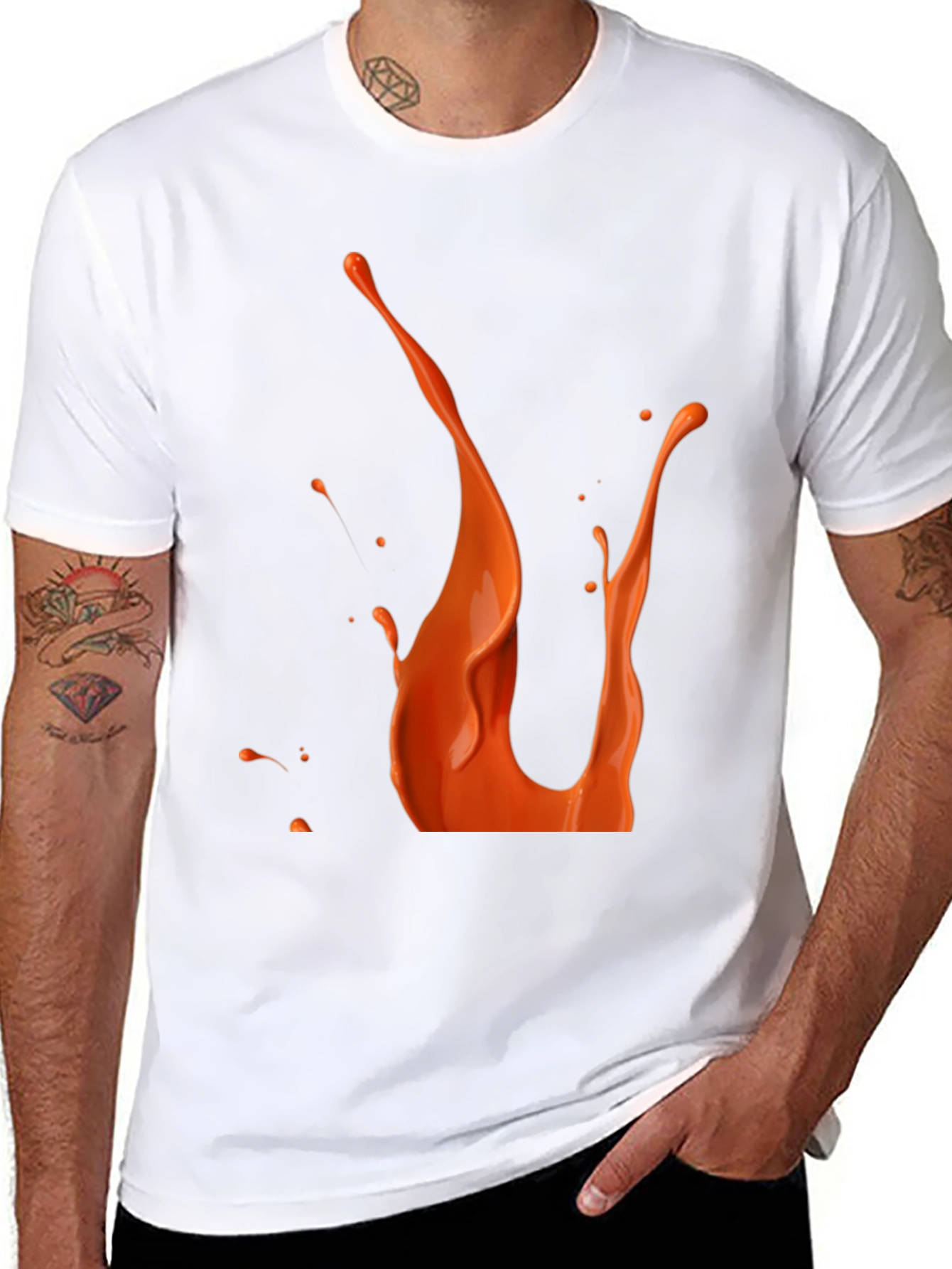 Orange Splash Graphic Black Tee