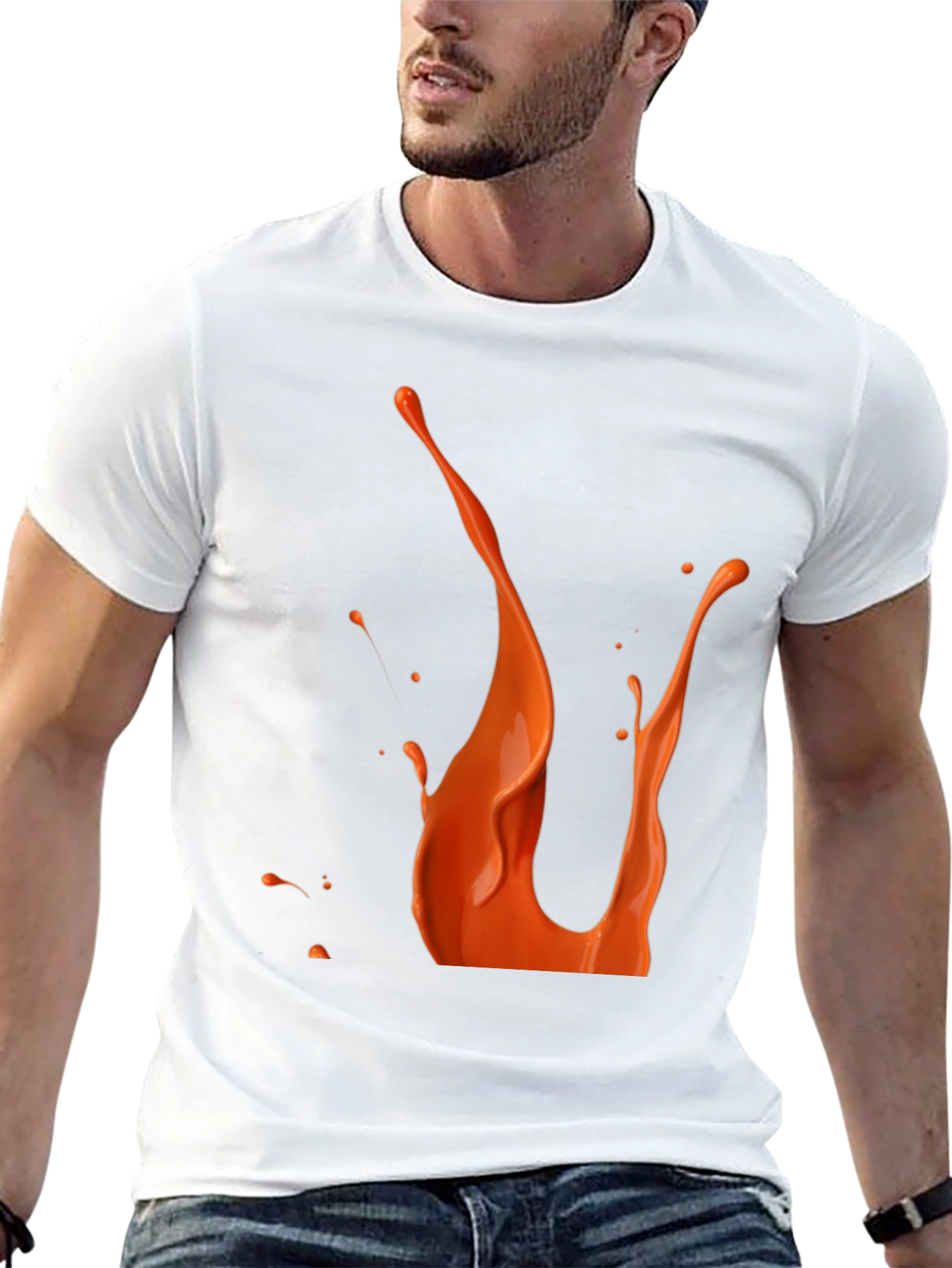 Orange Splash Graphic Black Tee