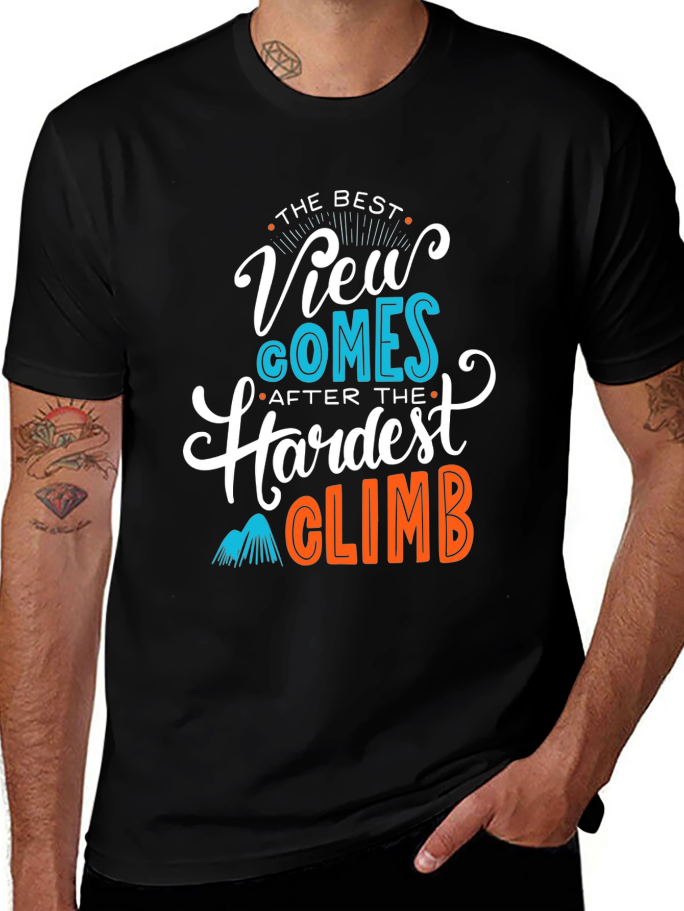 Motivational Climb Graphic Tee - Black