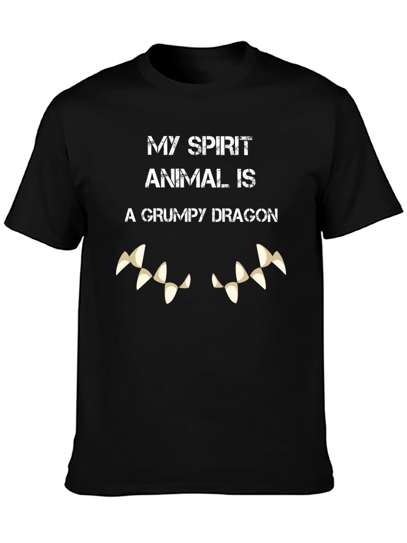 Grumpy Dragon Spirit Animal Black T-Shirt