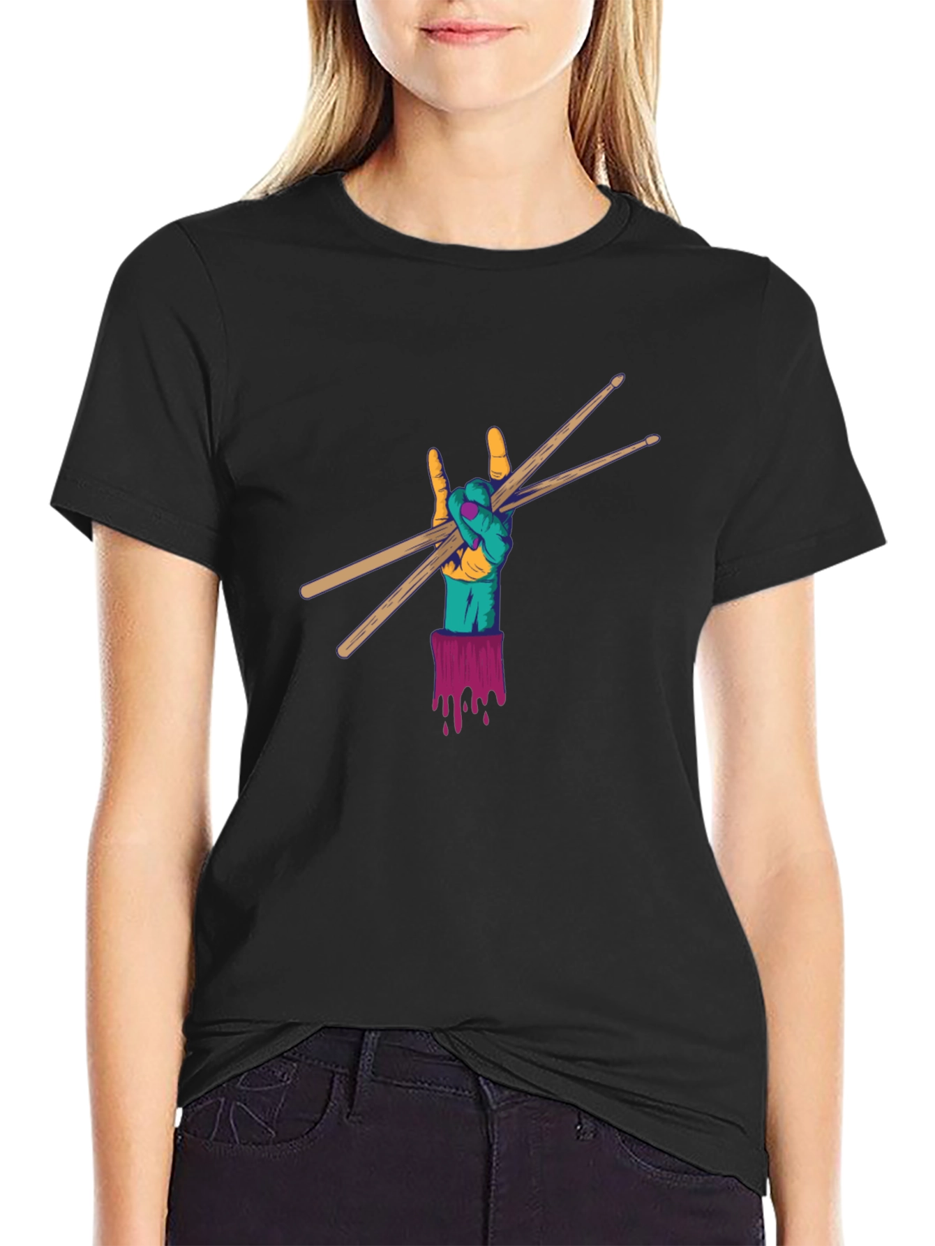 Rock Hand Drum Sticks Graphic Tee