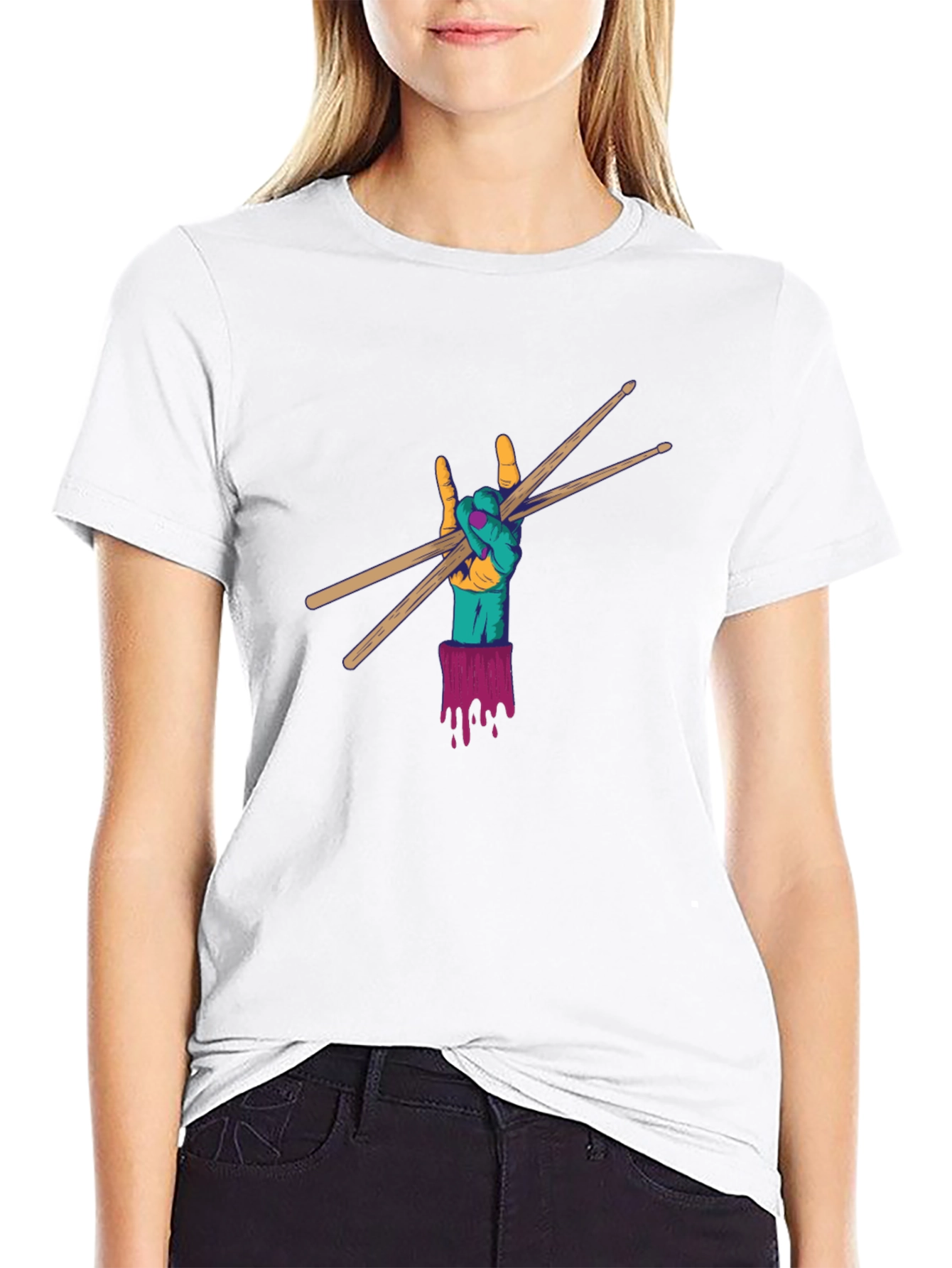 Rock Hand Drum Sticks Graphic Tee