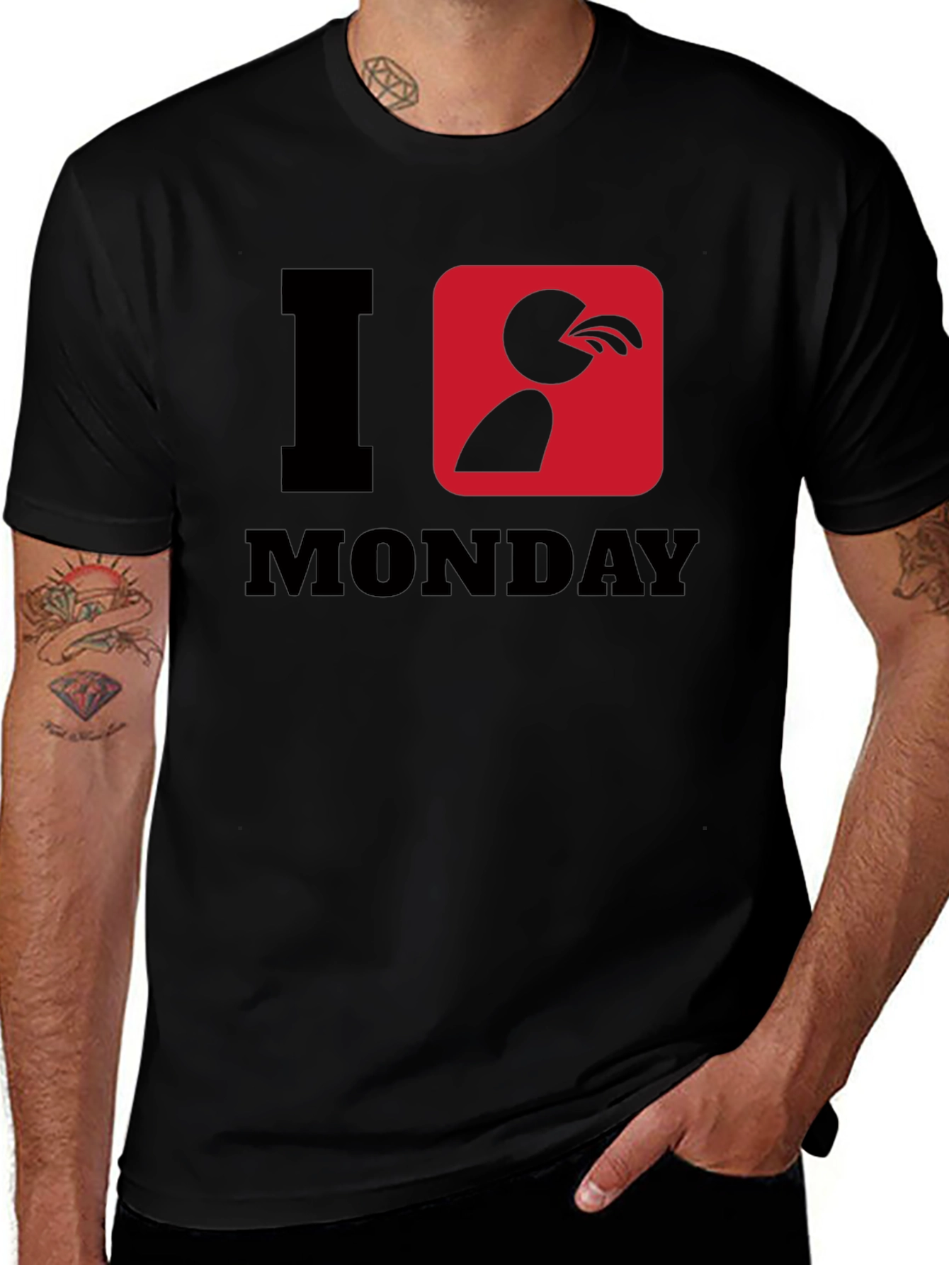 I Puke Monday T-Shirt - Black Graphic Tee
