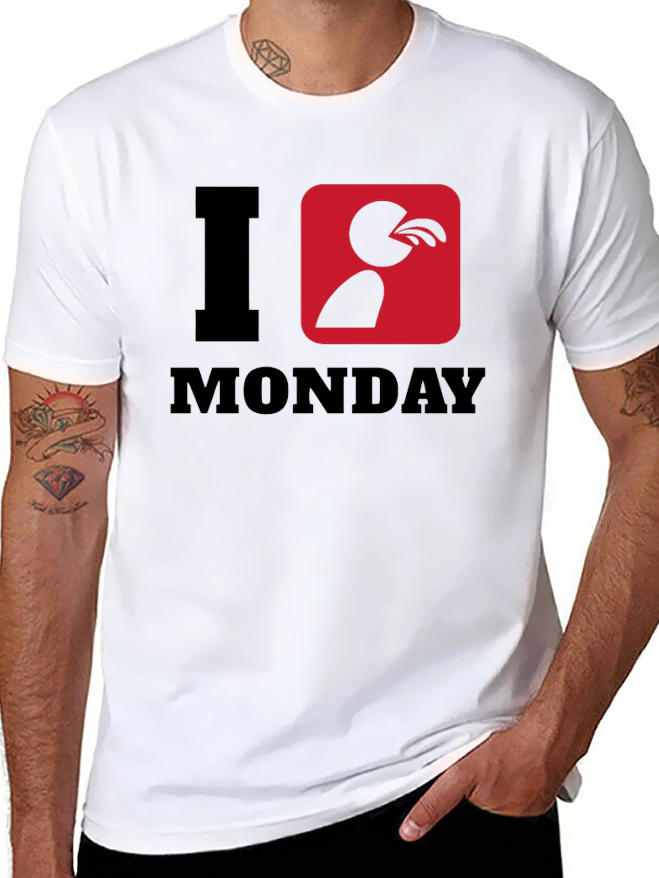I Puke Monday T-Shirt - Black Graphic Tee