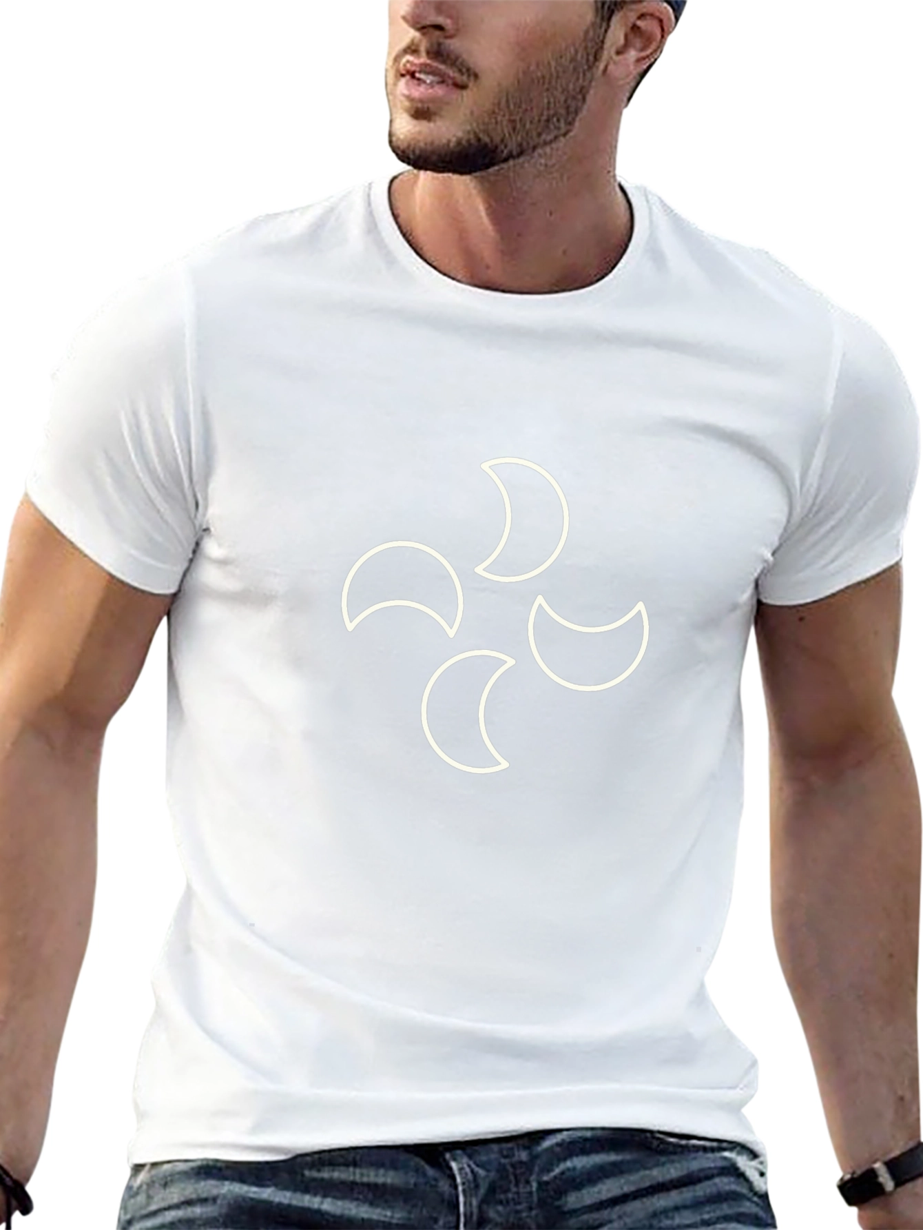 Black T-Shirt with Crescent Moon Design