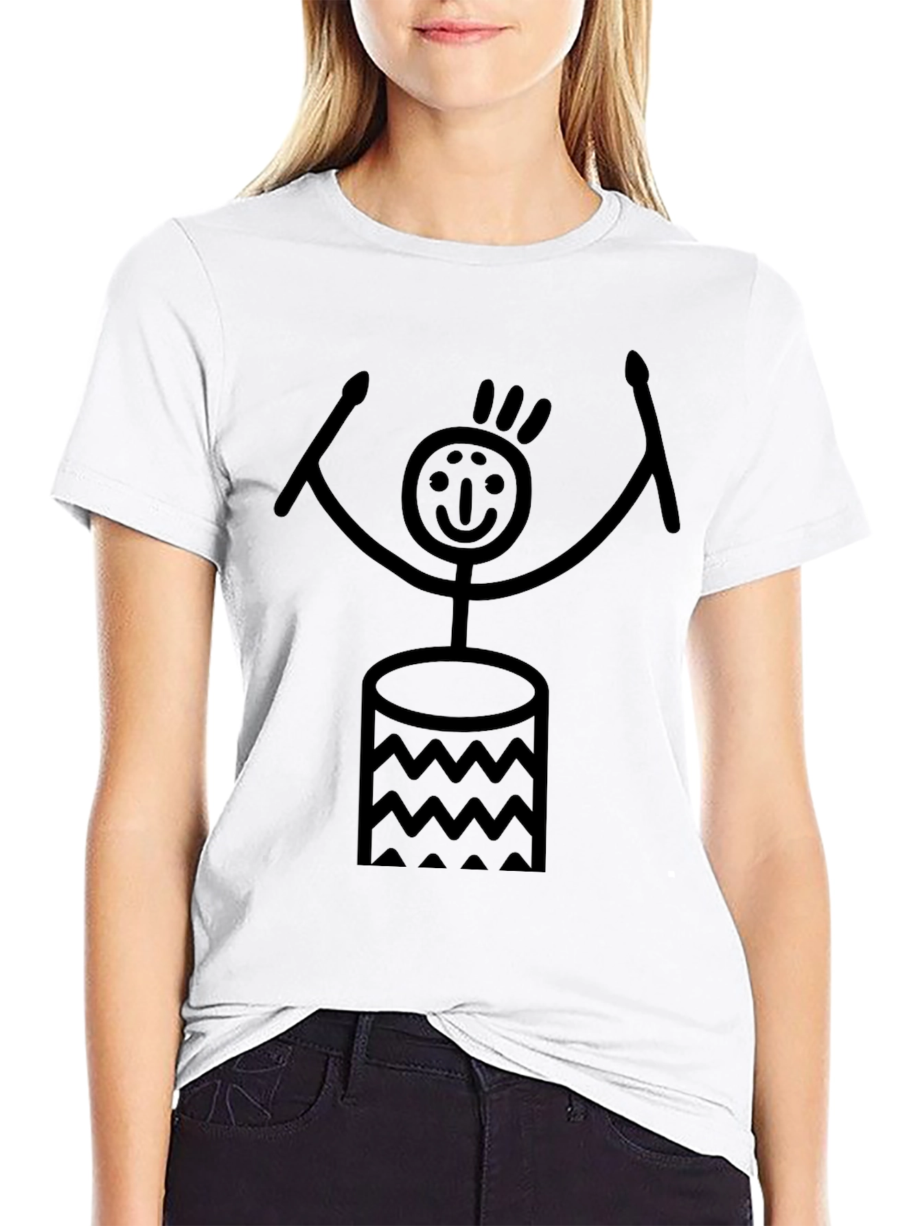 Drummer Stick Figure Graphic Tee