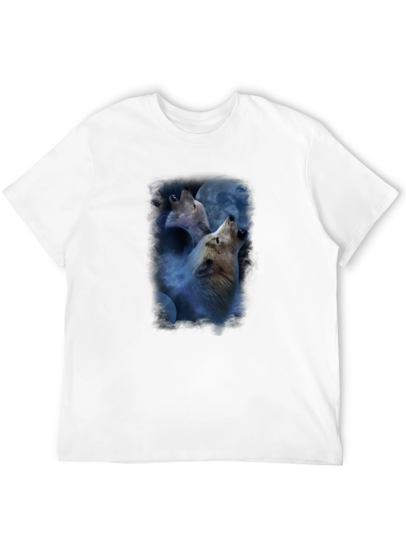 Wolves Howling at Moon Graphic Tee - Black