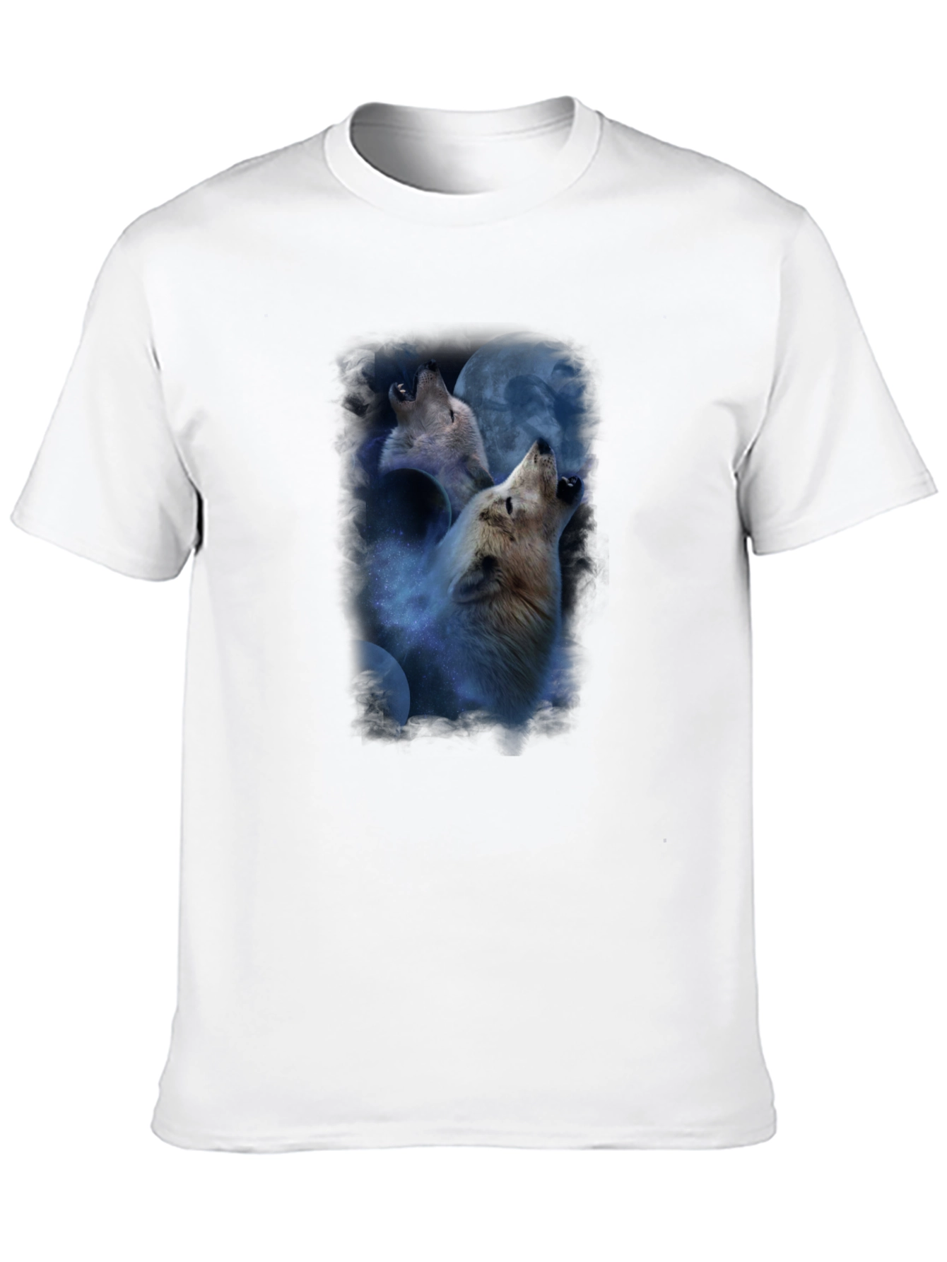 Wolves Howling at Moon Graphic Tee - Black