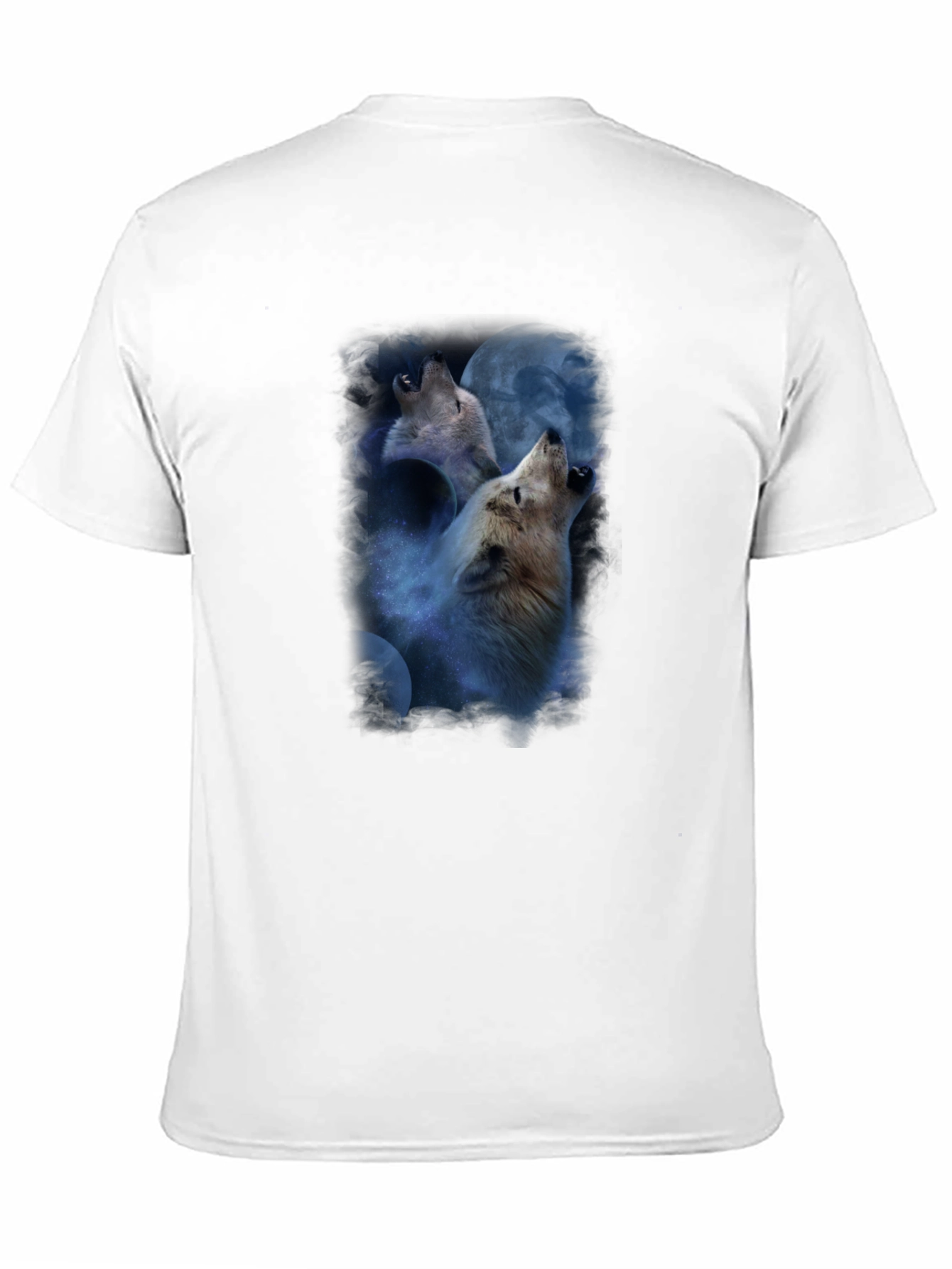 Wolves Howling at Moon Graphic Tee - Black