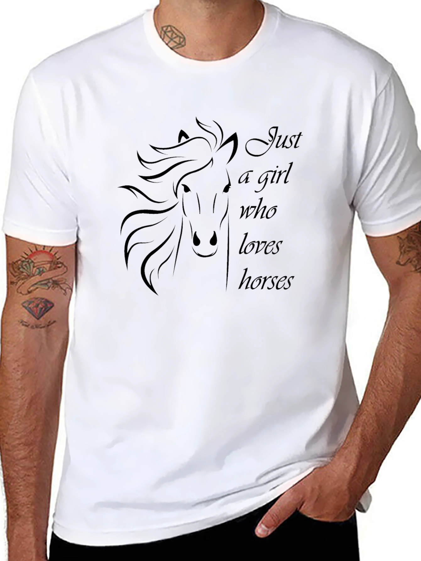 Just a Girl Who Loves Horses Black T-Shirt