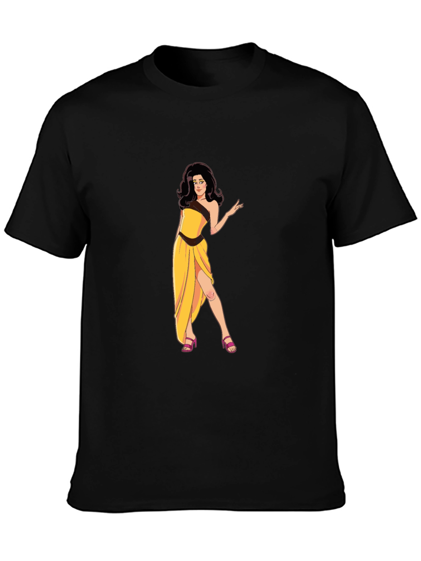 Cartoon Graphic Print Black T-Shirt