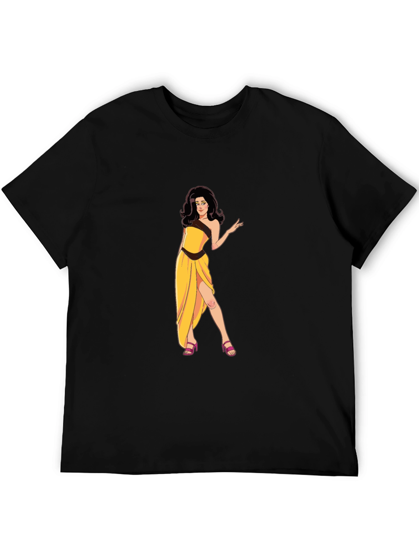 Cartoon Graphic Print Black T-Shirt