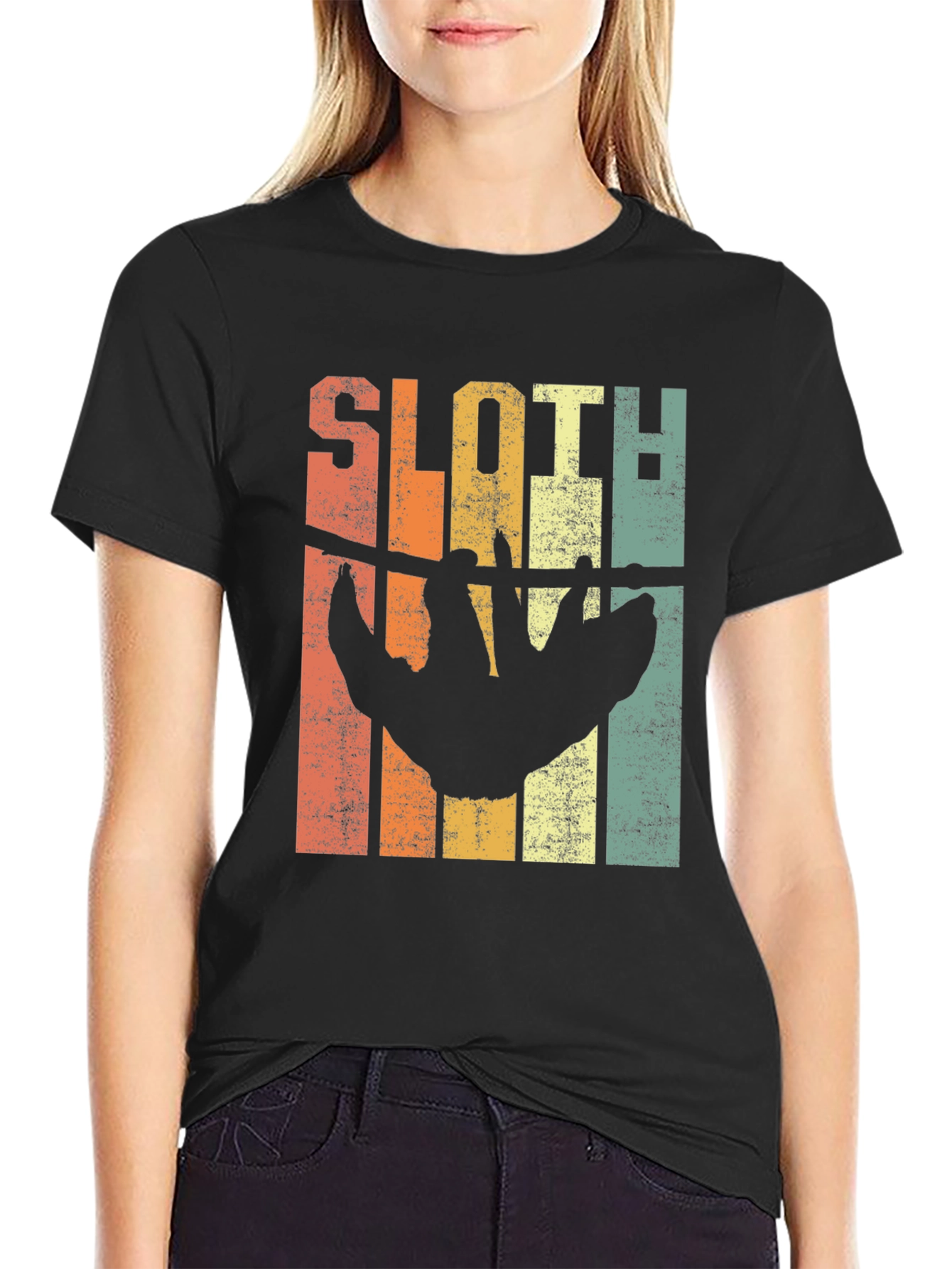 Retro Sloth Graphic Tee - Black