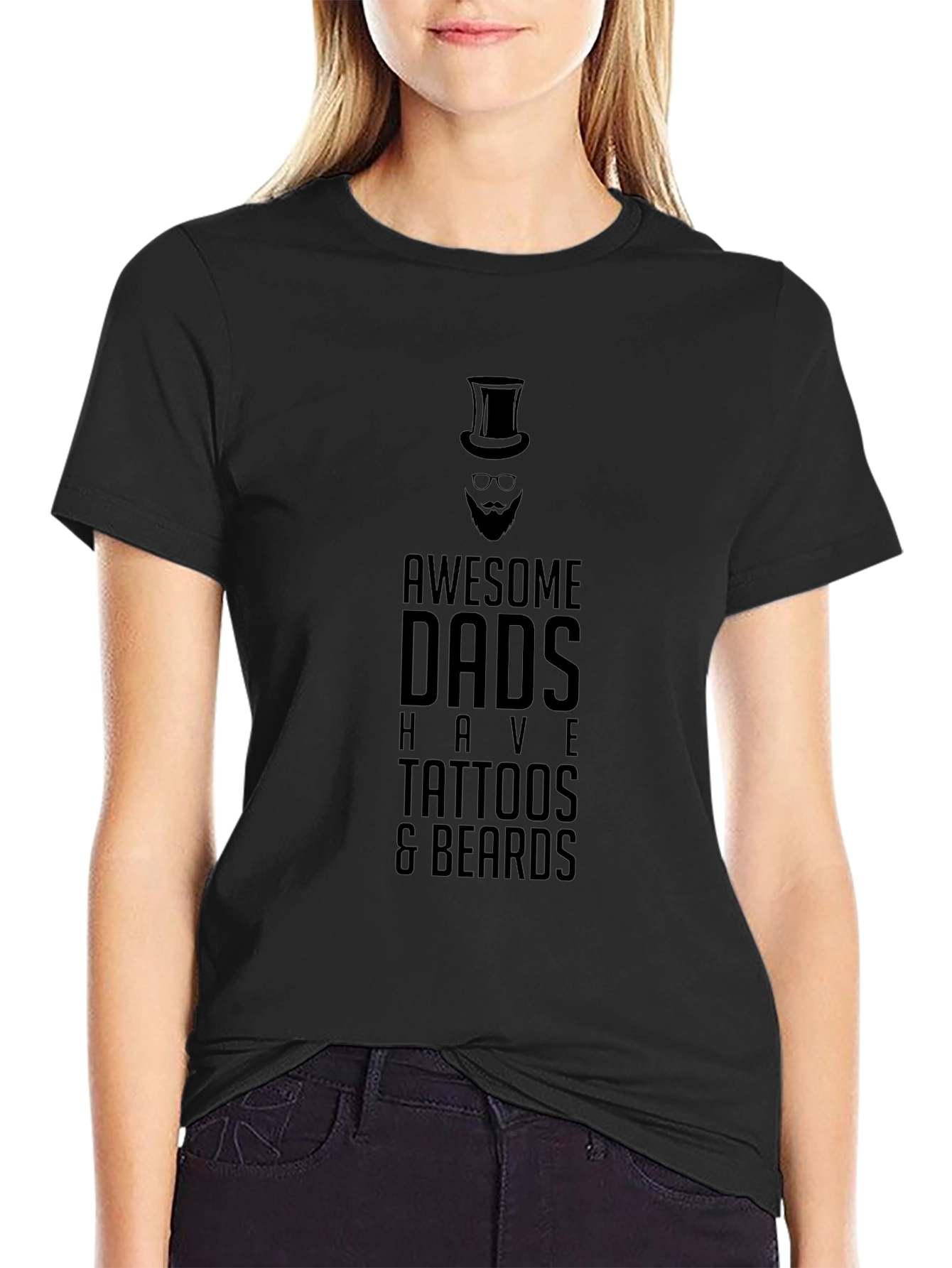 Awesome Dads Tattooed & Bearded Black T-Shirt