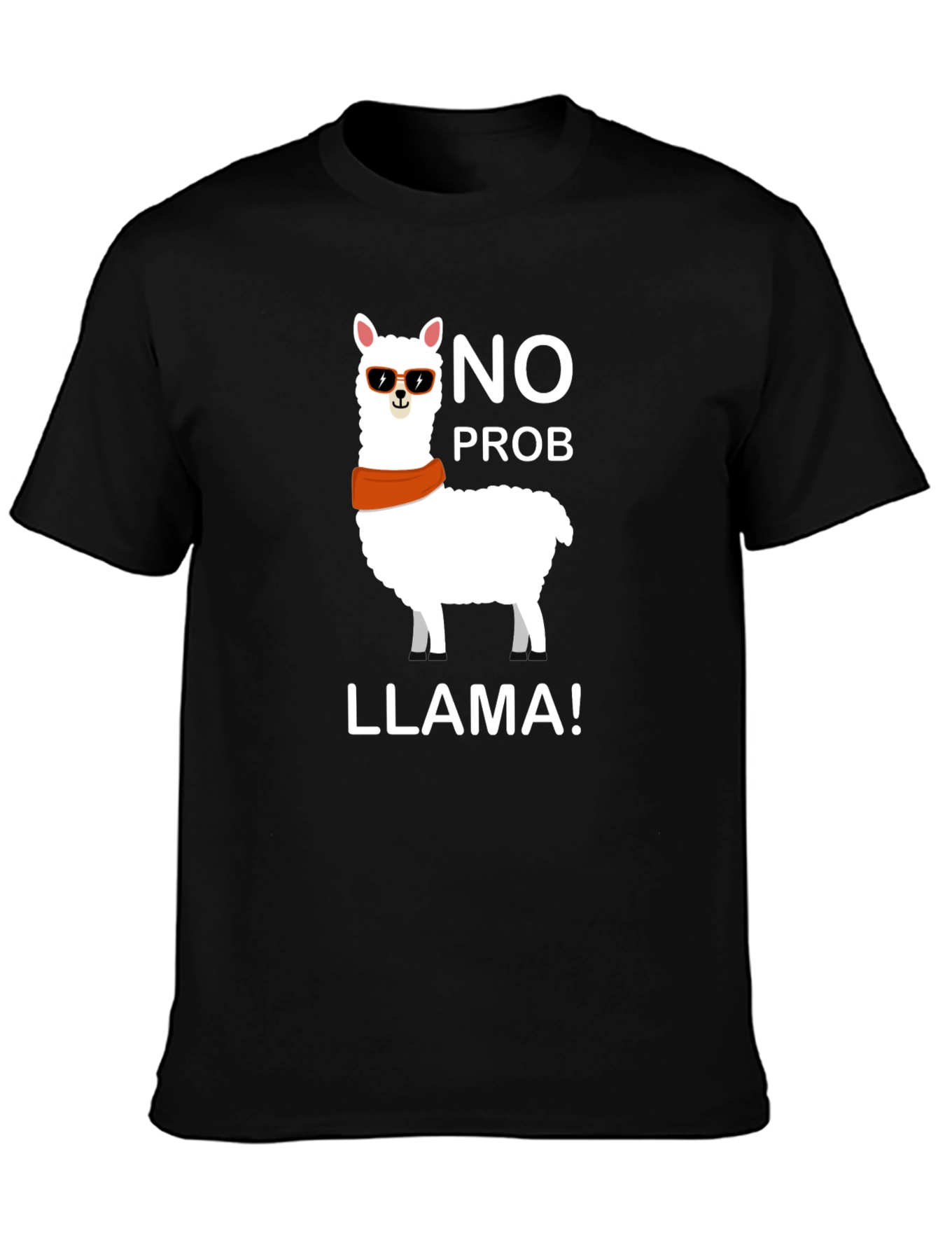 No Prob Llama Black T-Shirt Funny Graphic Tee