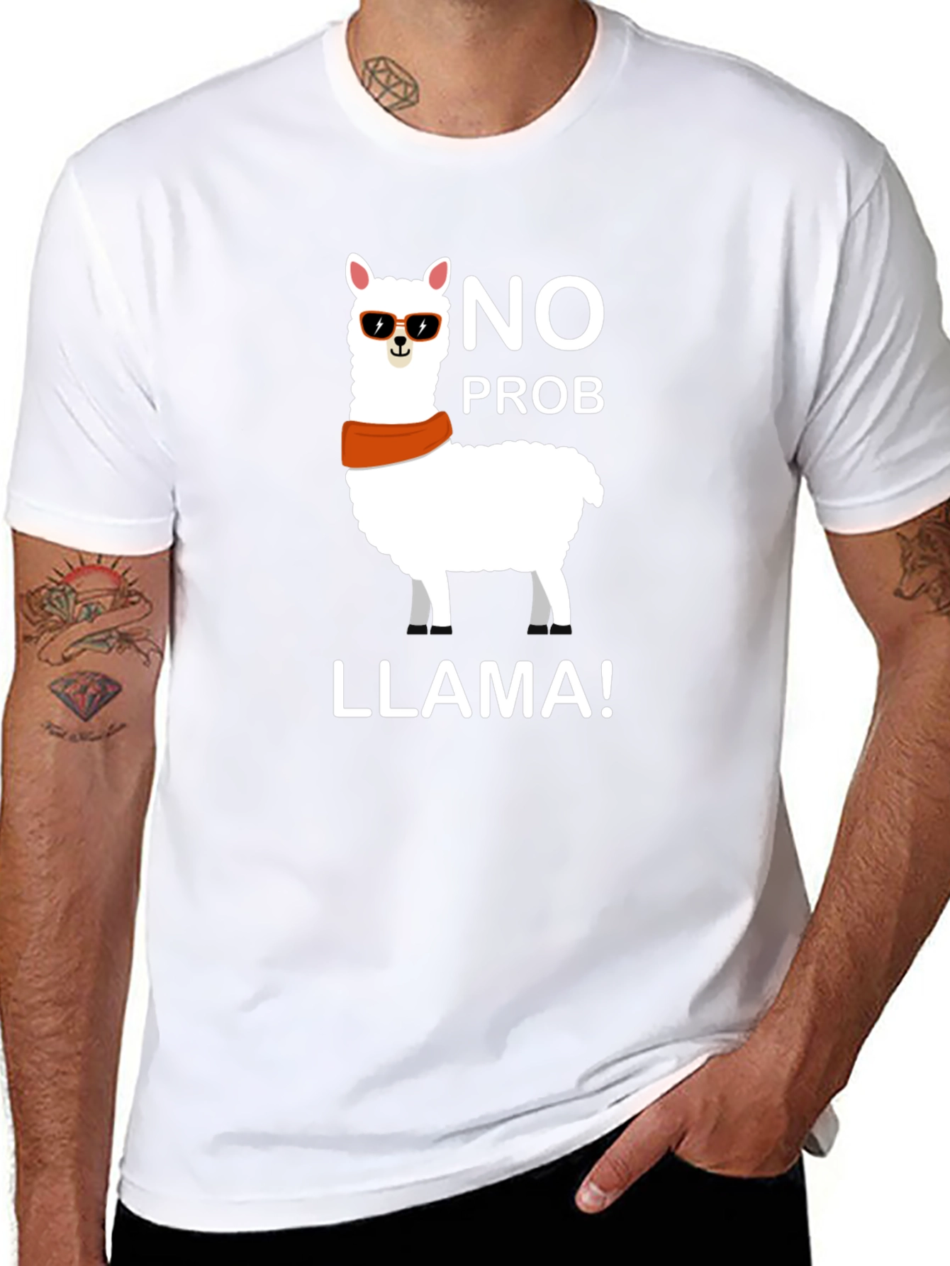 No Prob Llama Black T-Shirt Funny Graphic Tee