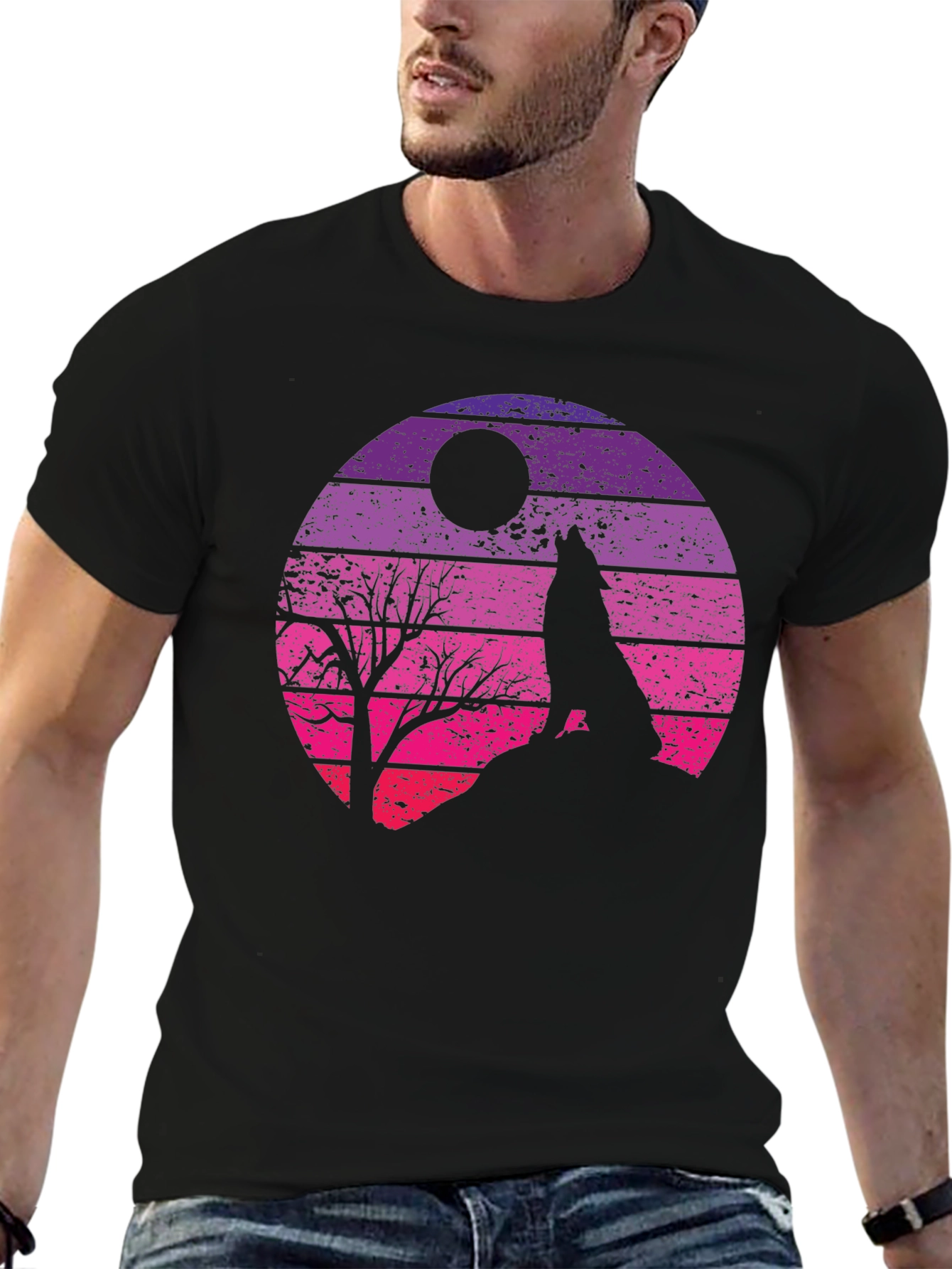 Retro Wolf Moon Graphic Tee