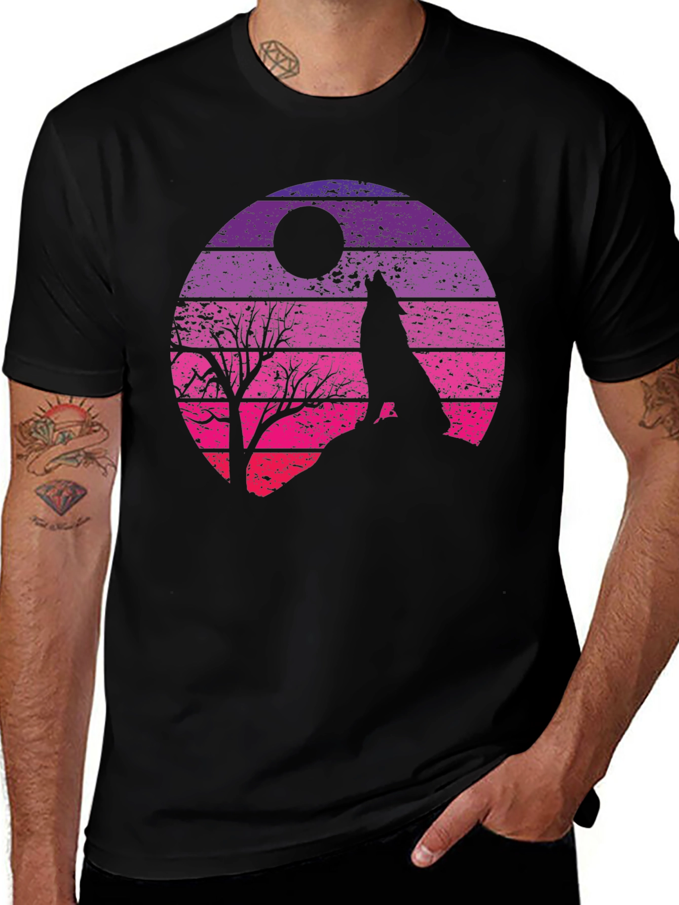 Retro Wolf Moon Graphic Tee