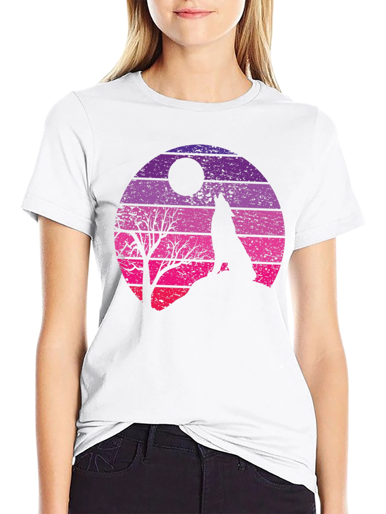 Retro Wolf Moon Graphic Tee