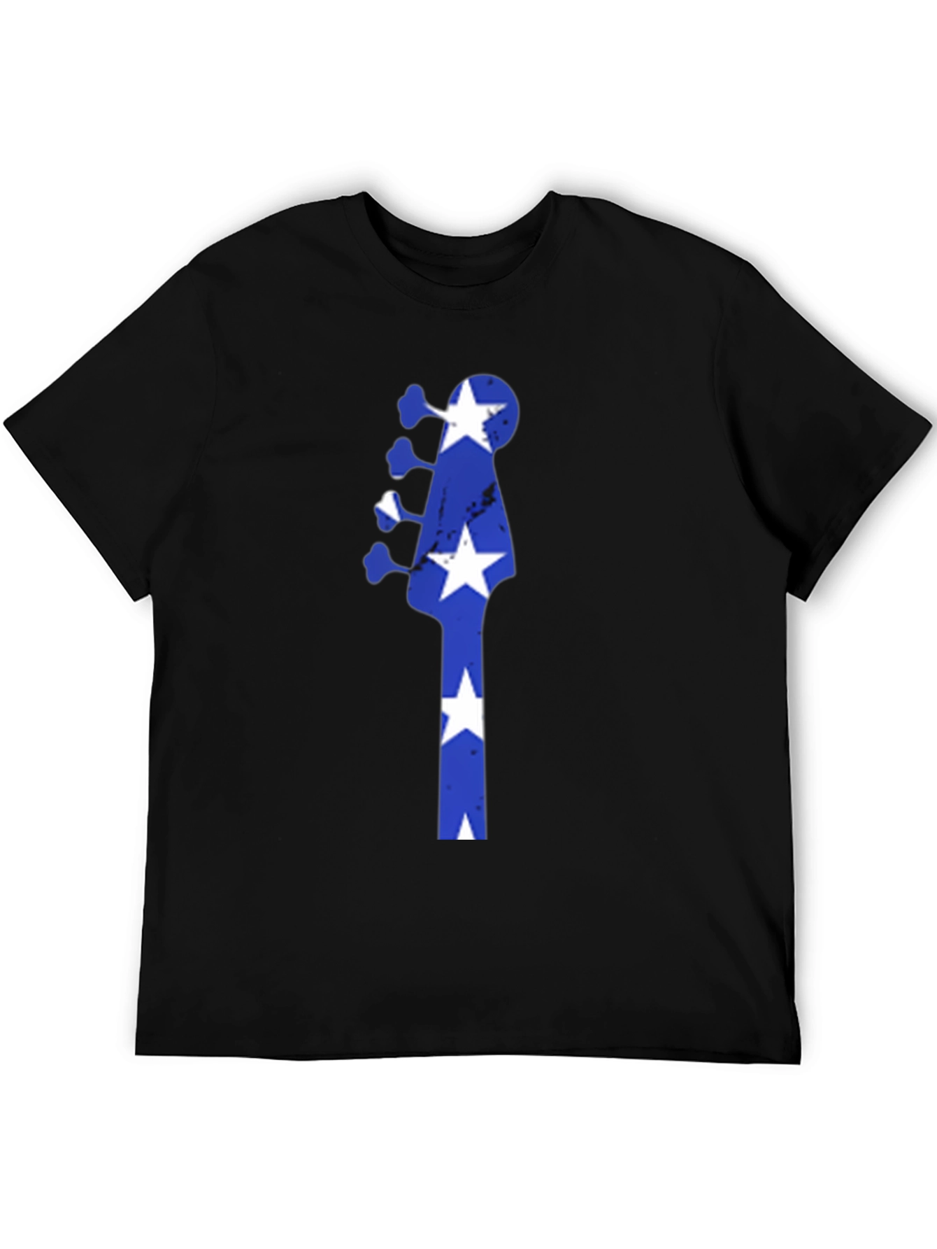 Blue Star Guitar Head Black T-Shirt
