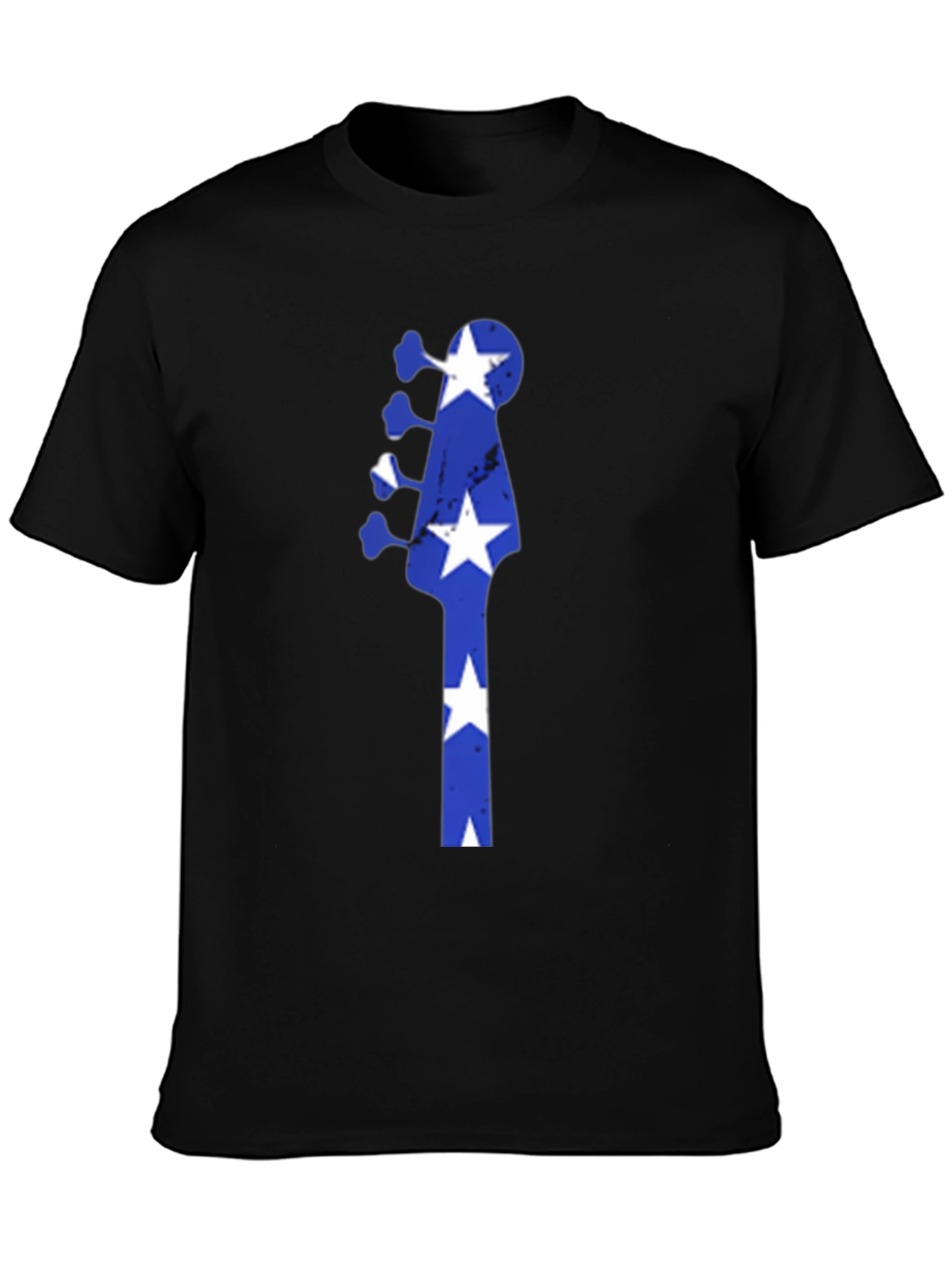 Blue Star Guitar Head Black T-Shirt