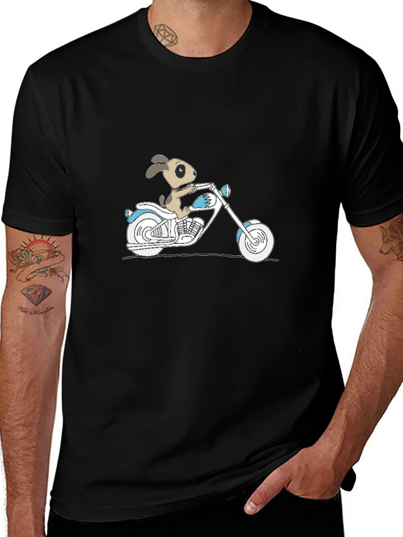 Dog on Motorcycle Graphic T-Shirt