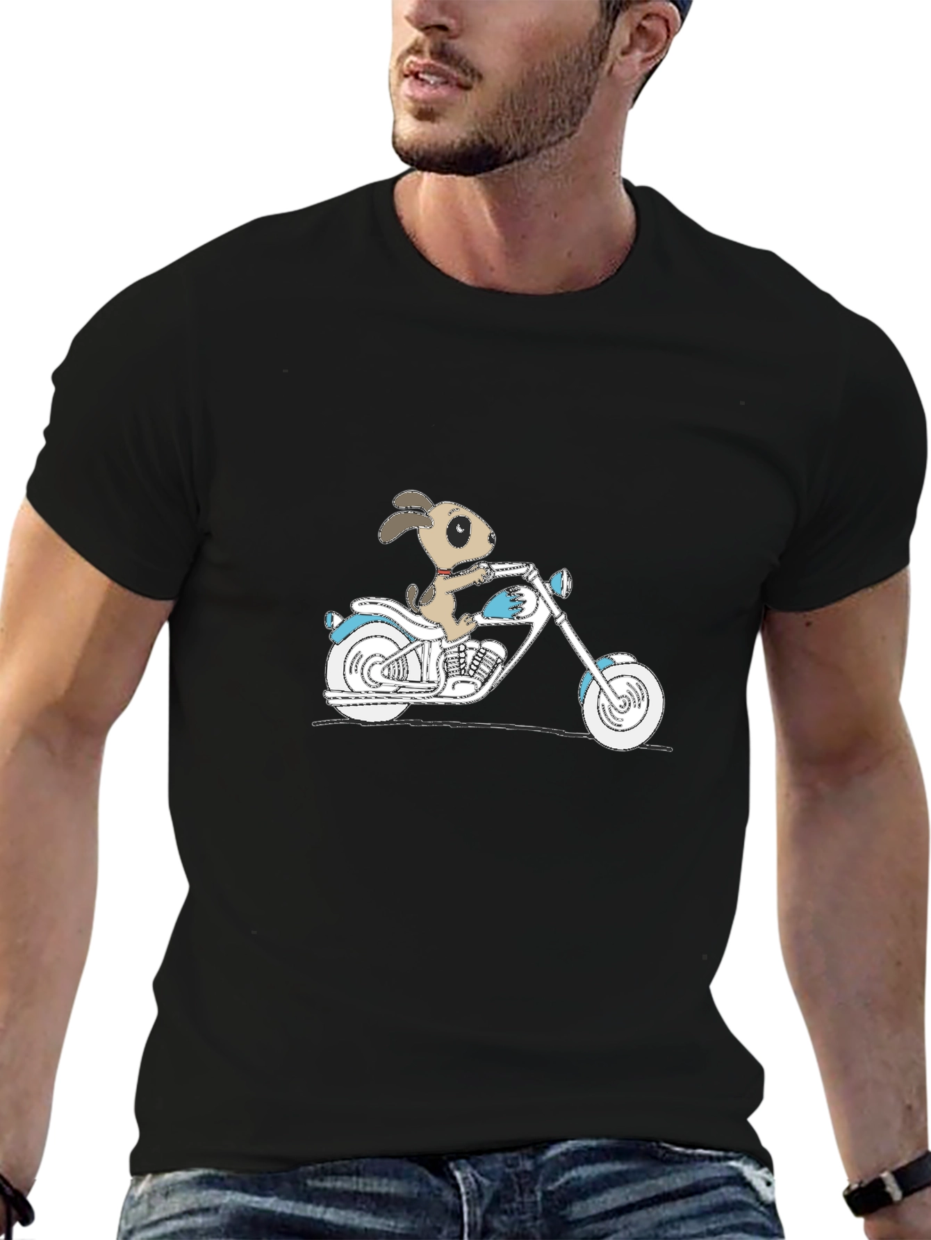Dog on Motorcycle Graphic T-Shirt