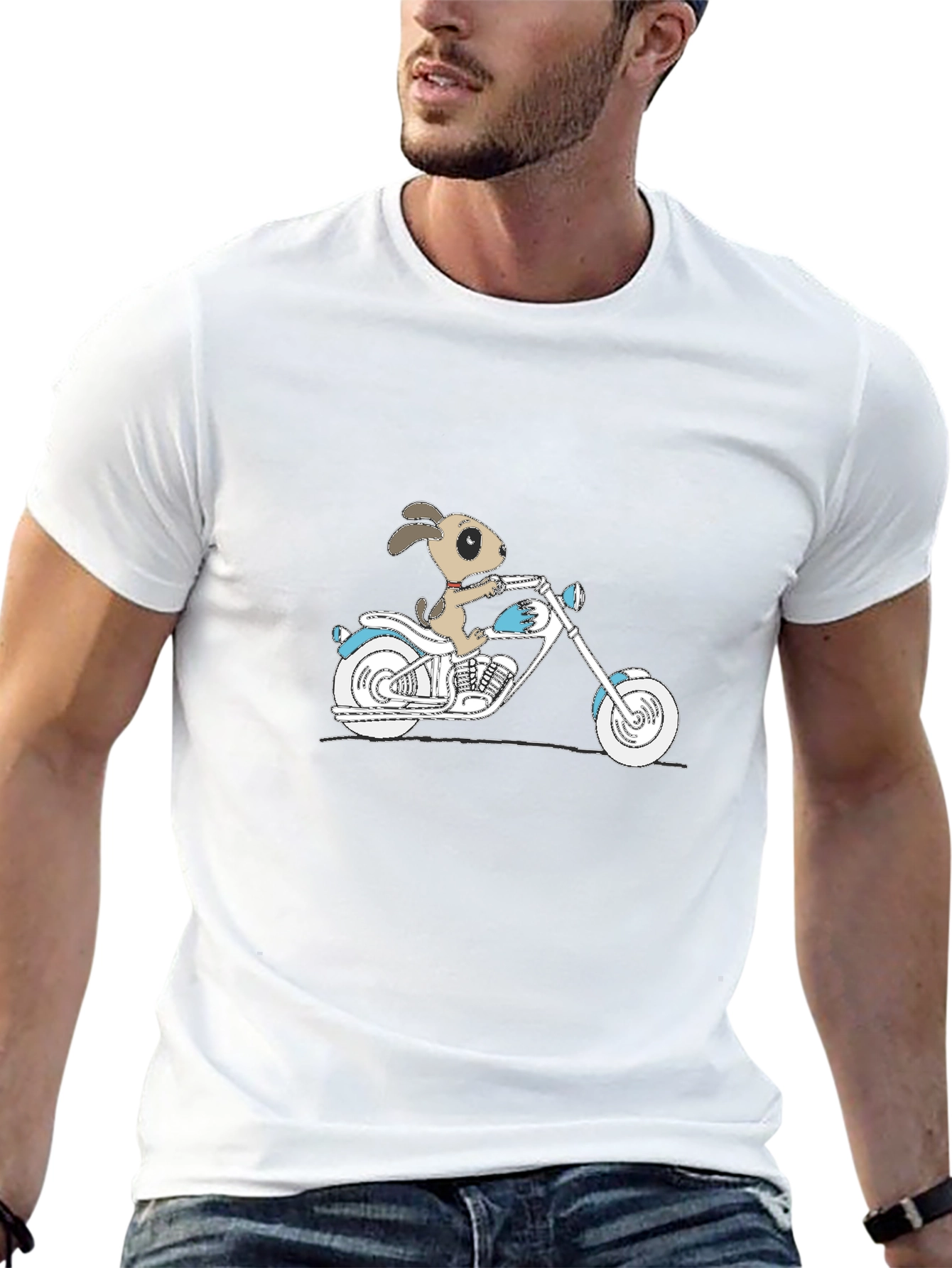Dog on Motorcycle Graphic T-Shirt