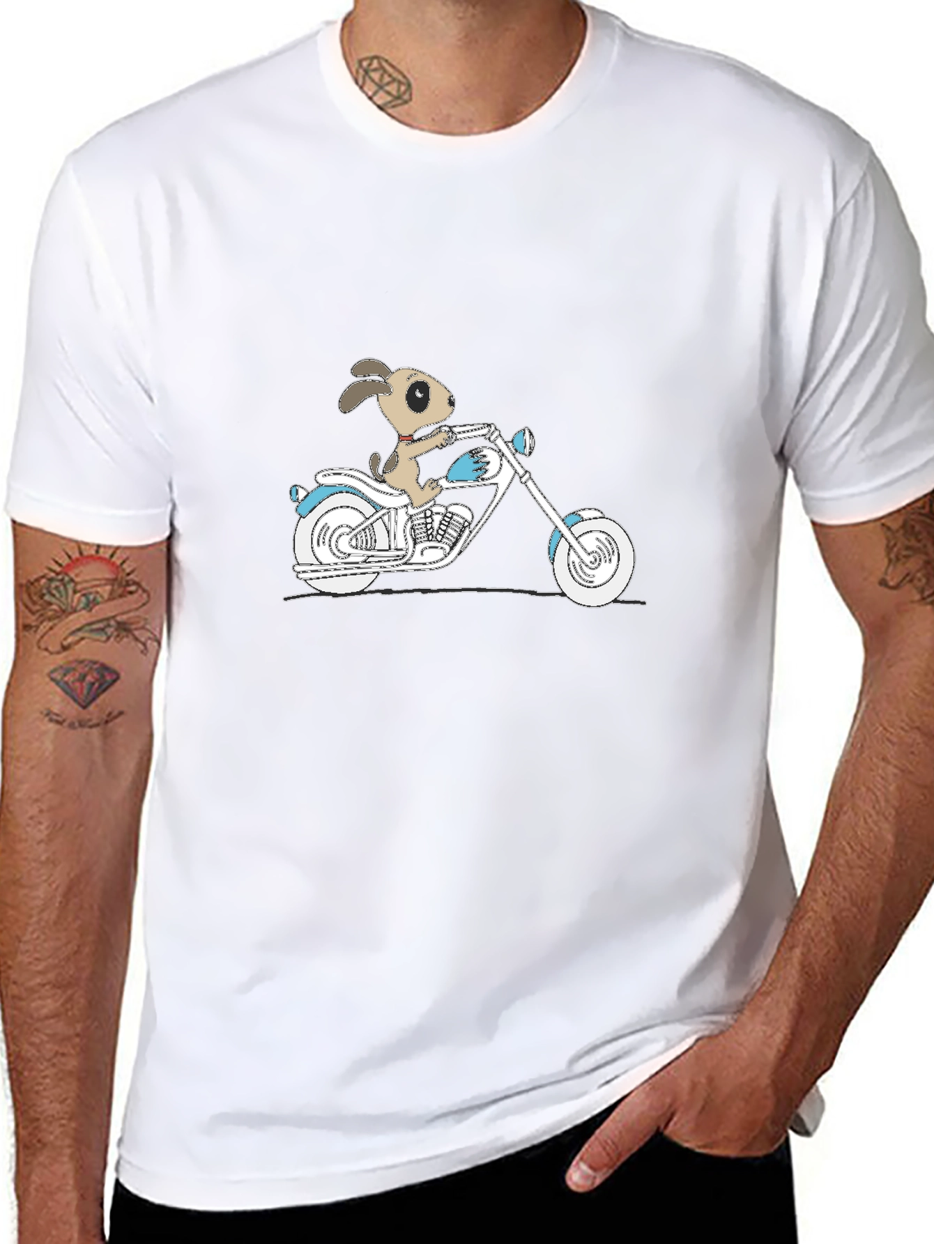 Dog on Motorcycle Graphic T-Shirt