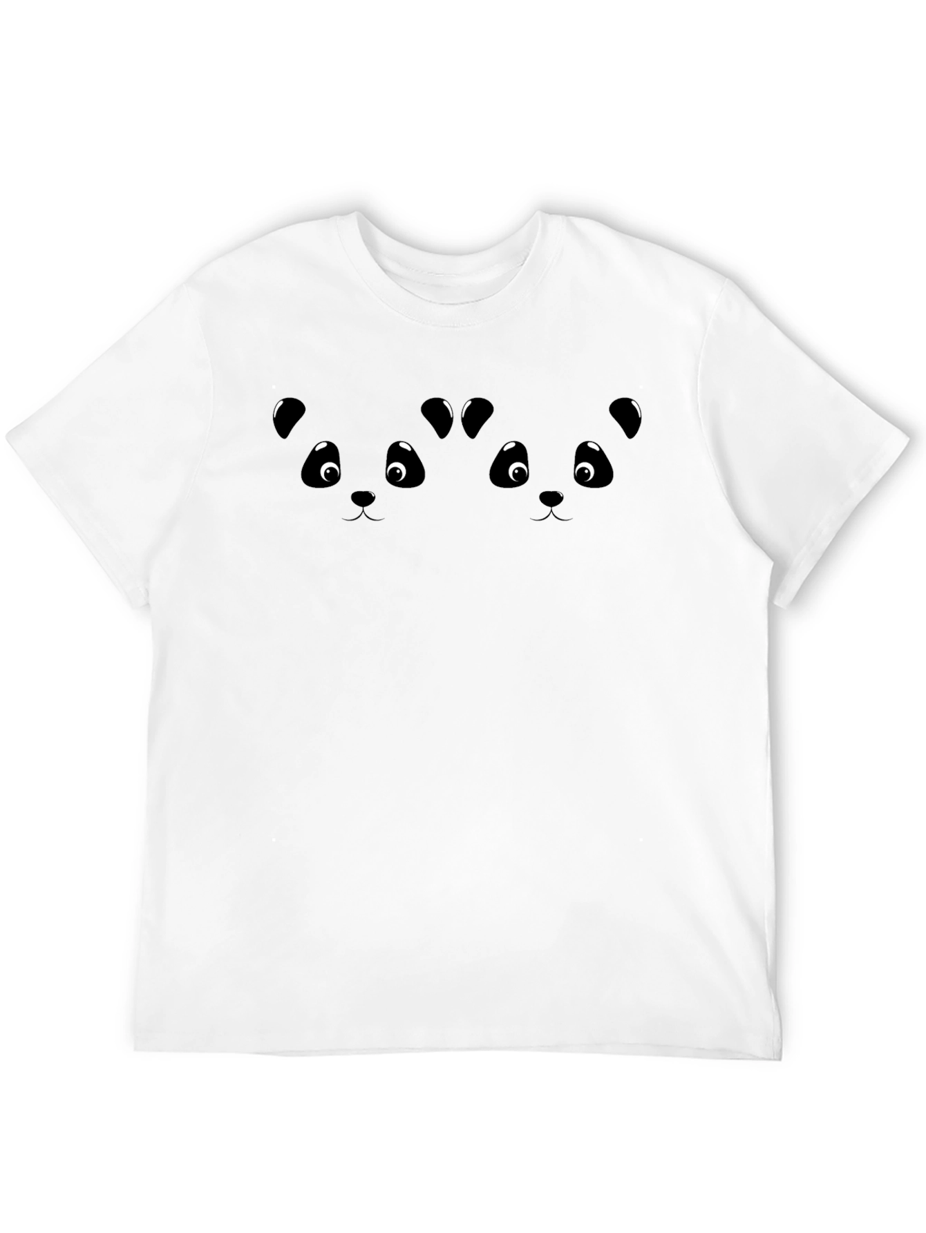 Cute Panda Face Graphic Black T-Shirt