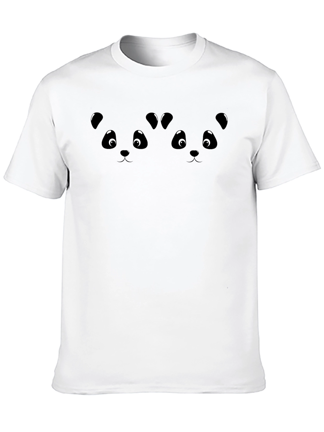 Cute Panda Face Graphic Black T-Shirt