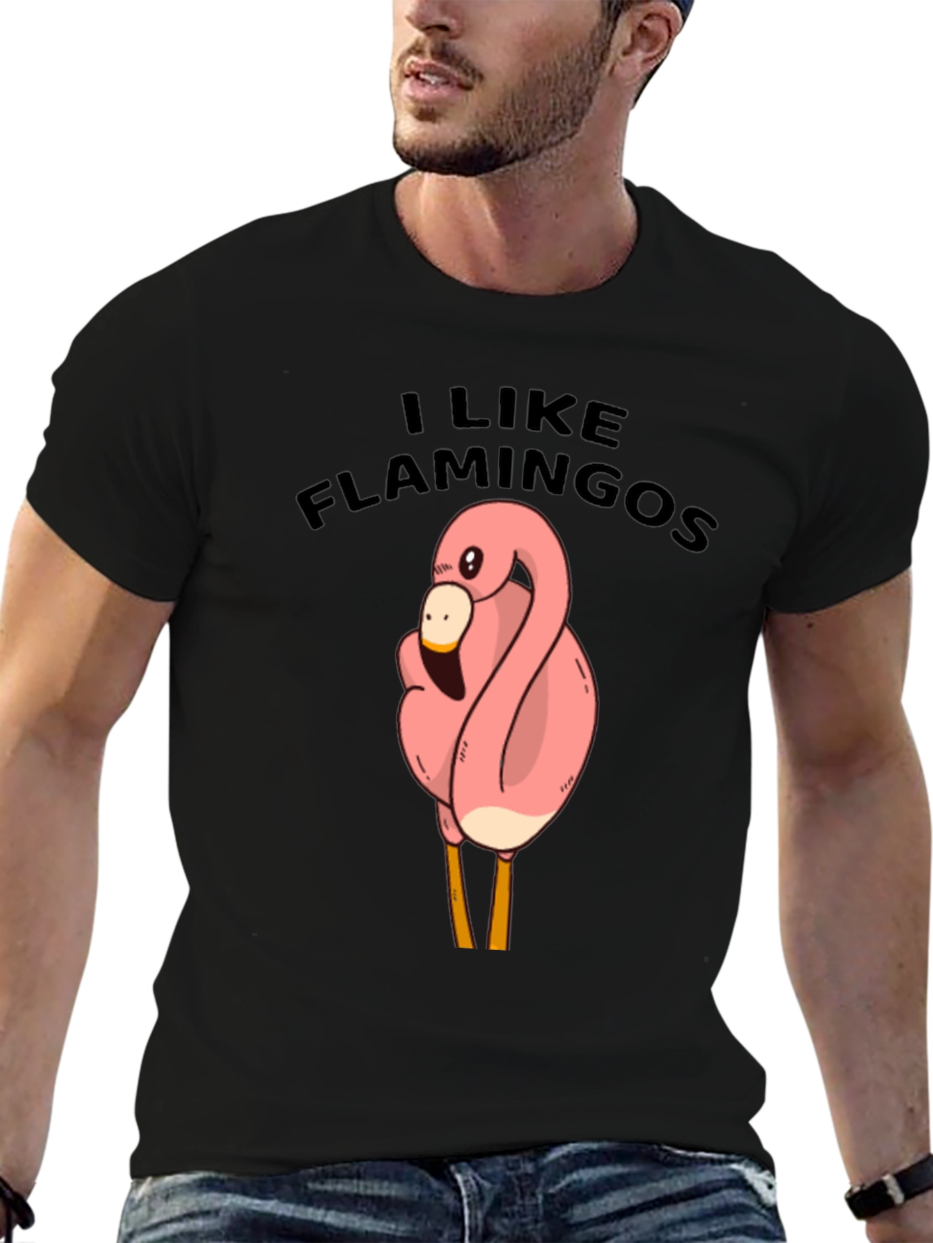 I Like Flamingos Black T-Shirt
